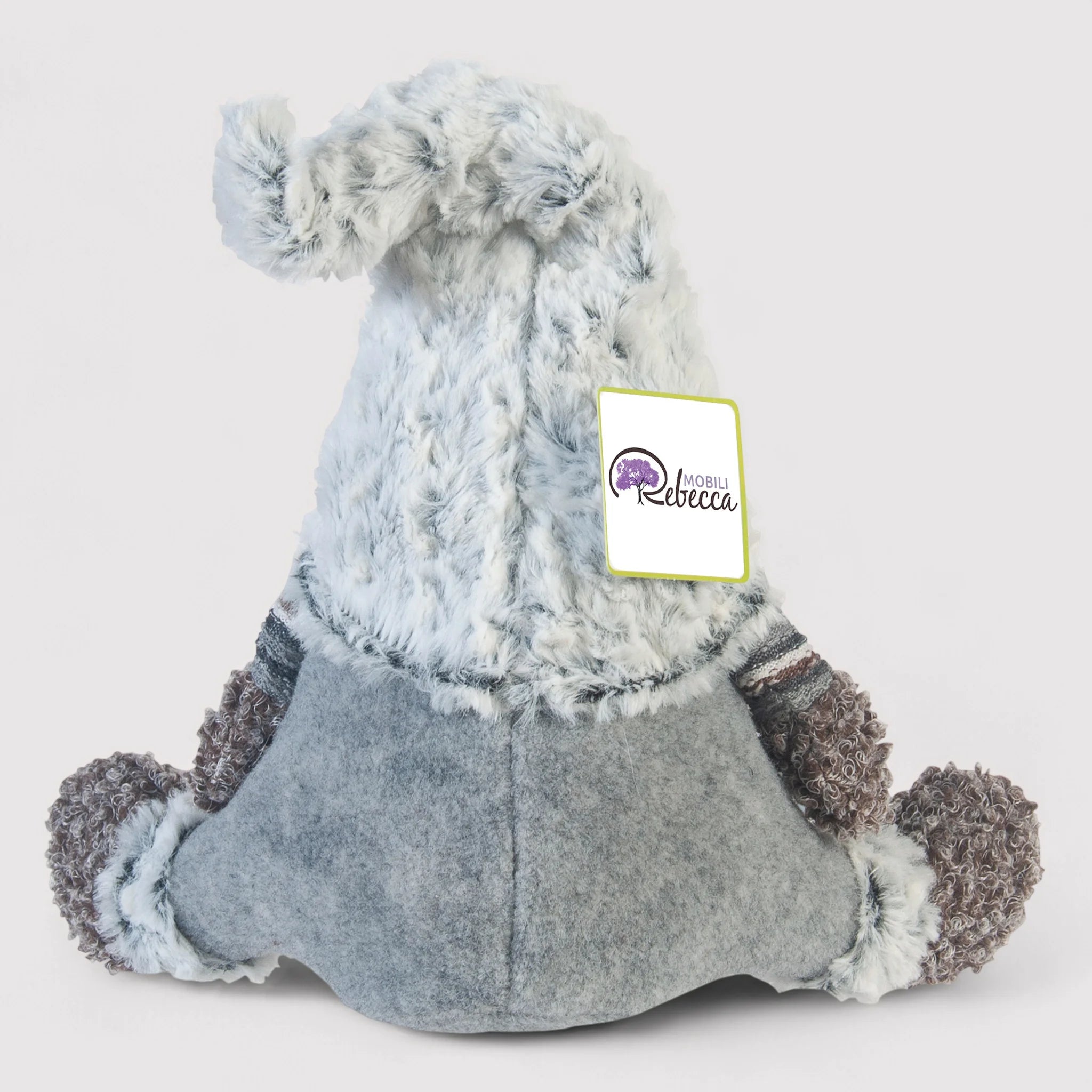 Gnomo di Natale donna fermaporta seduto grigio