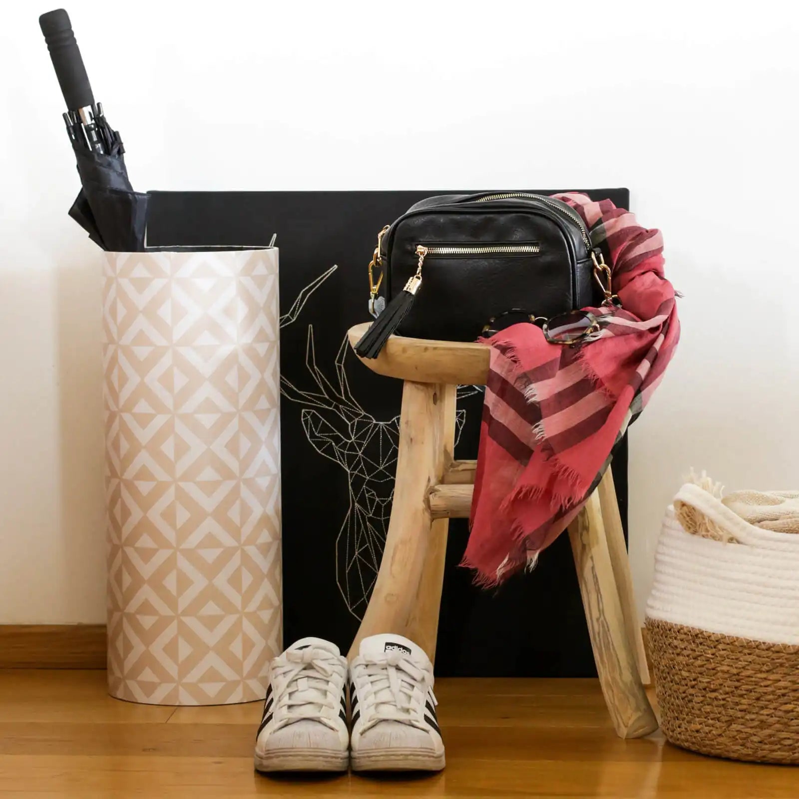 Giacinto - Portaombrelli bianco e beige in stile minimal