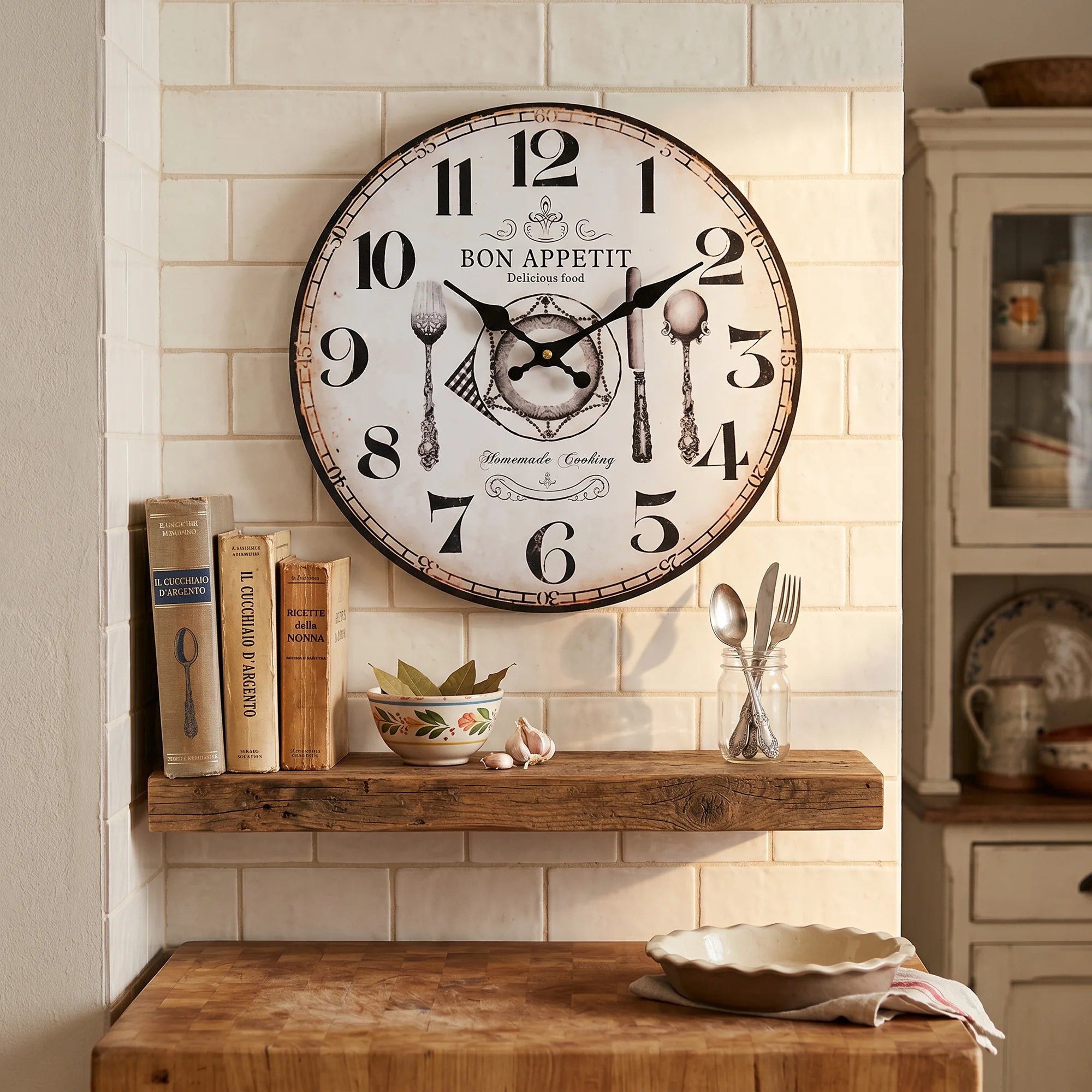 Trifoglio - Orologio da parete per cucina in stile vintage