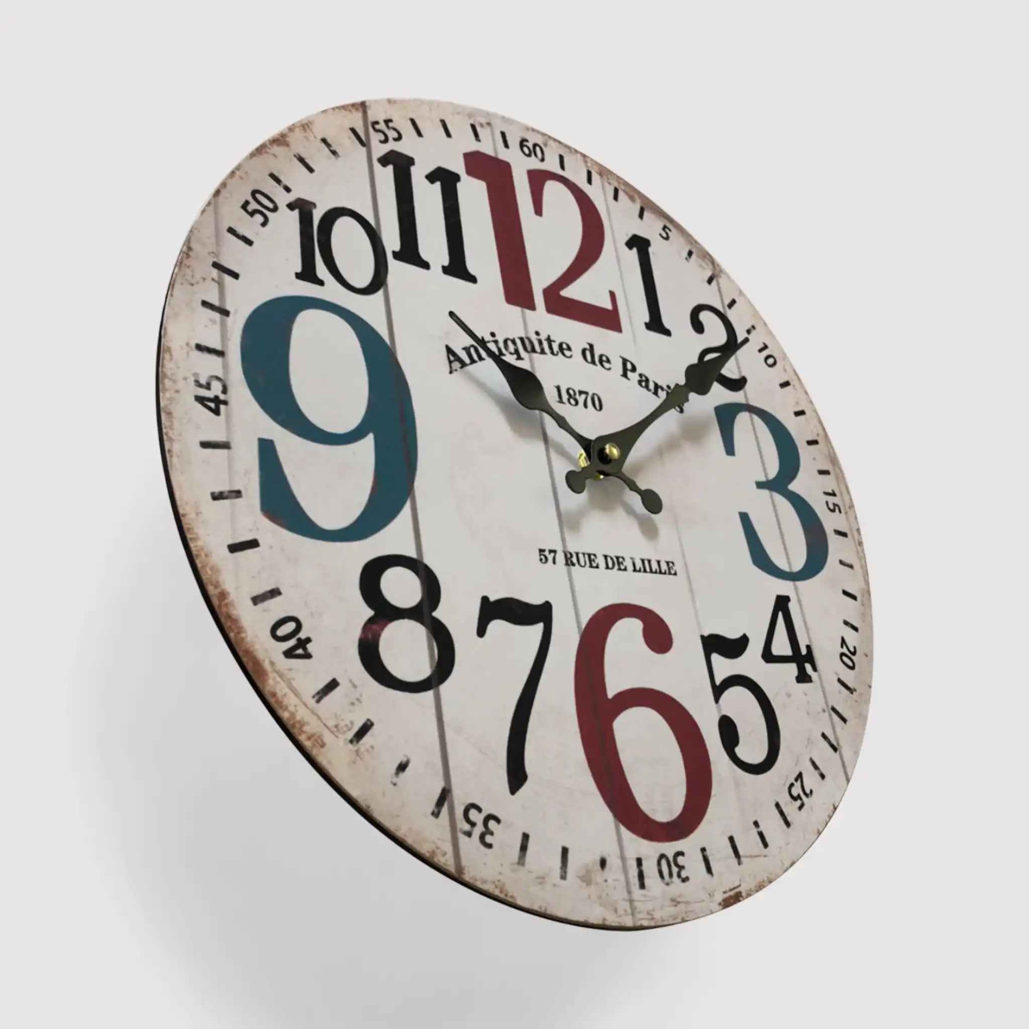 Afelandra - Orologio a muro con numeri blu e rossi