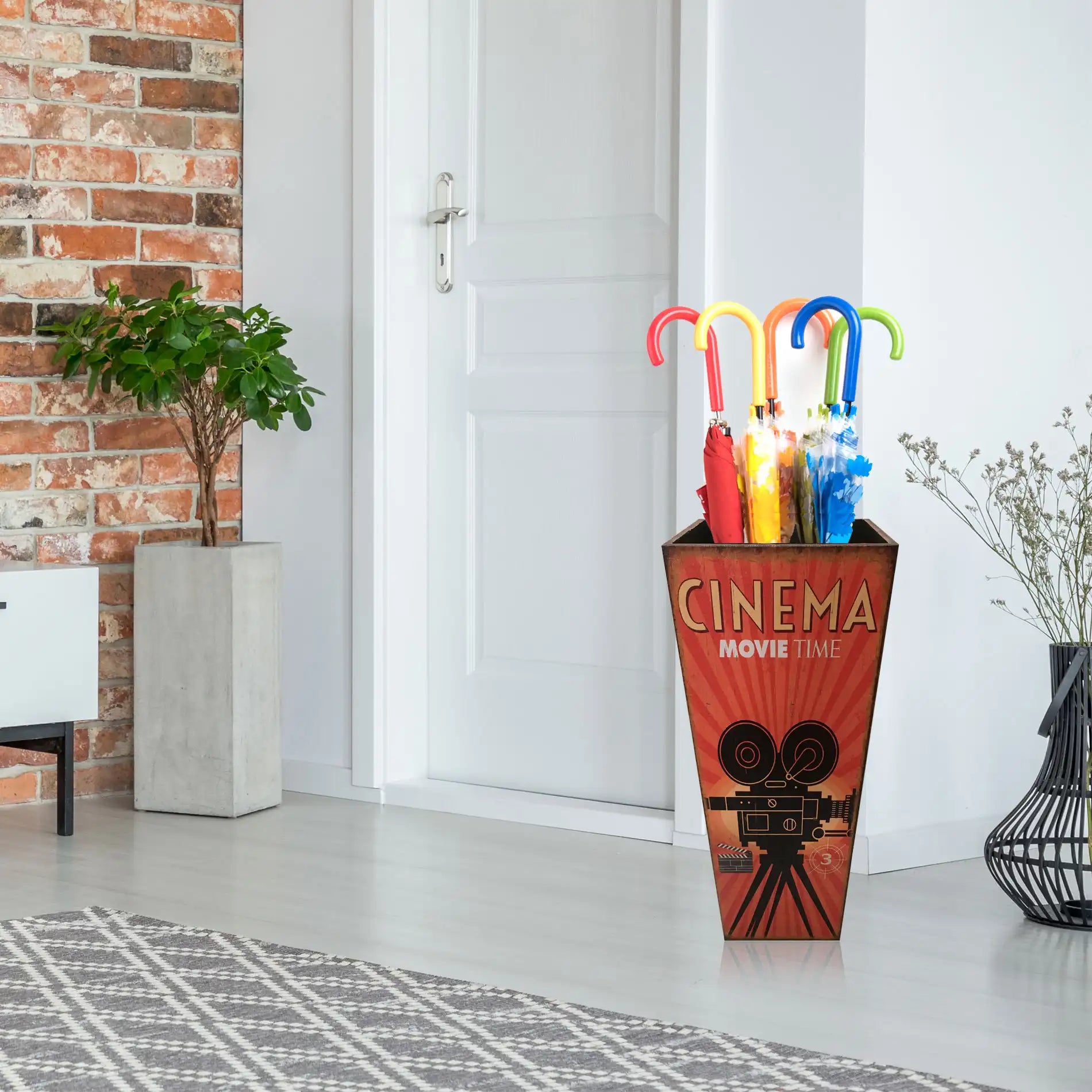 Fockea - Portaombrelli arancione decorato a tema cinema