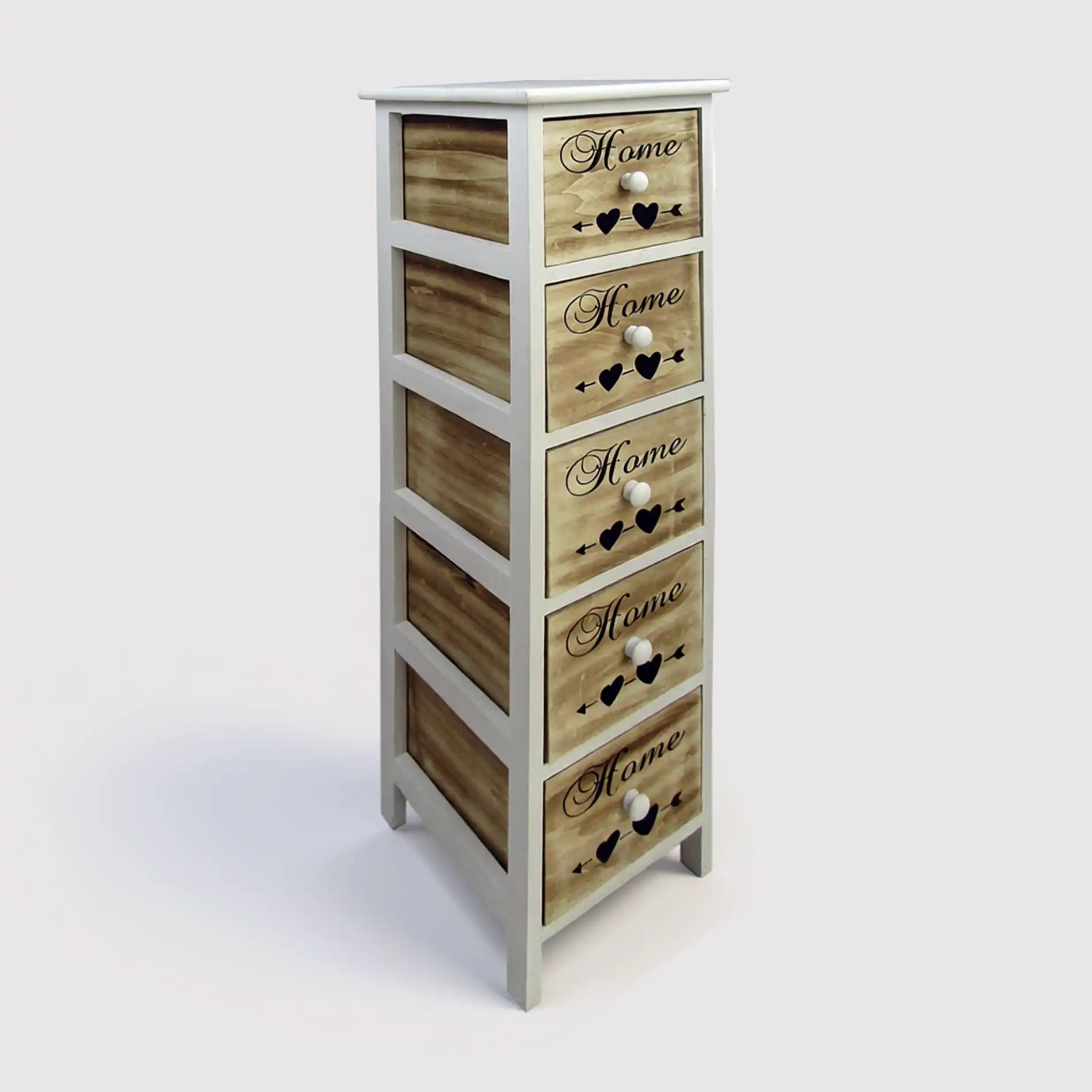 Achillea - Cassettiera alta con 5 cassetti e scritte