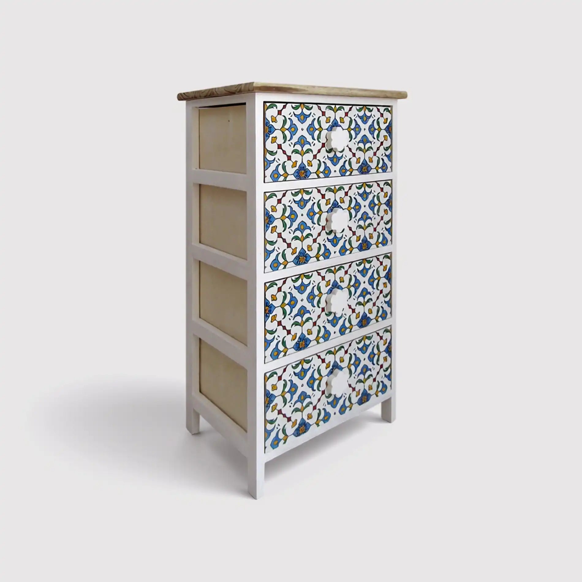 Sparto - Cassettiera in stile mediterraneo con 4 cassetti