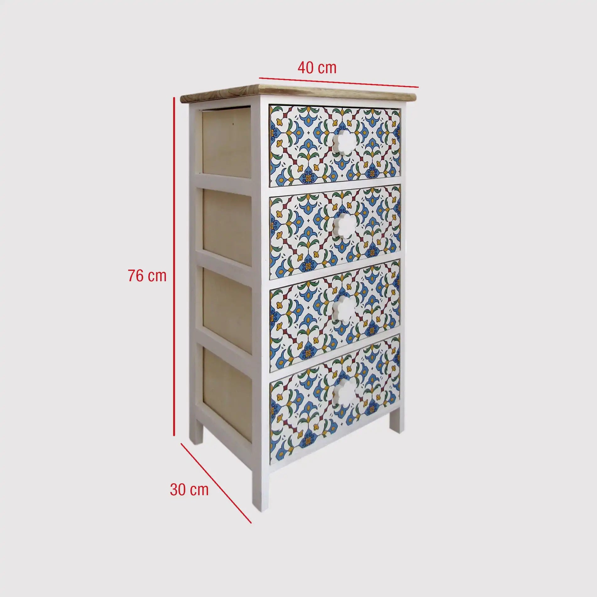 Sparto - Cassettiera in stile mediterraneo con 4 cassetti