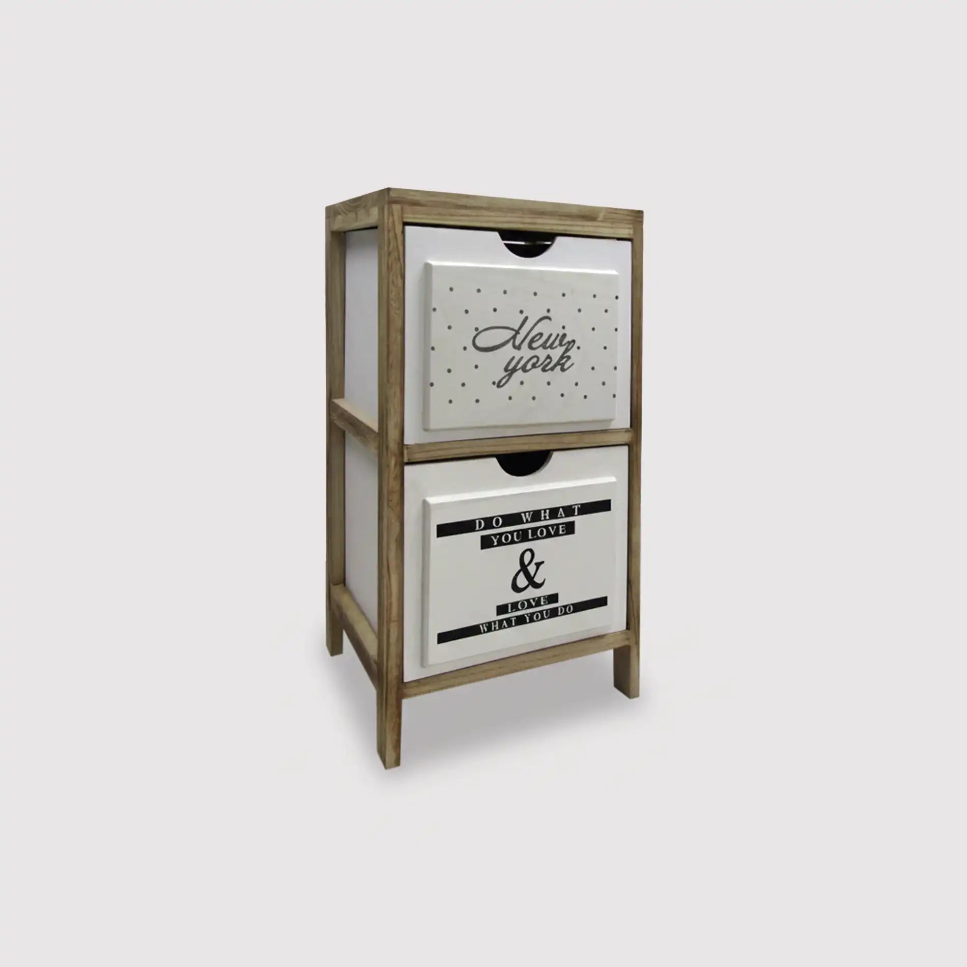 Spirea - Comodino piccolo moderno in legno con 2 cassetti