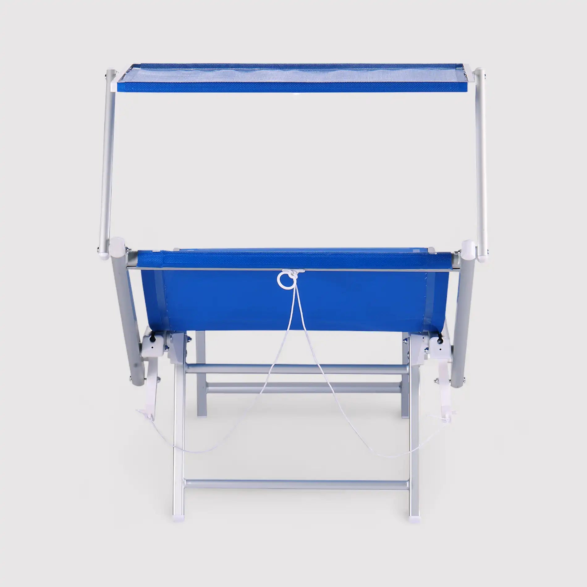 Solisia - Sdraio da giardino blu pieghevole con parasole