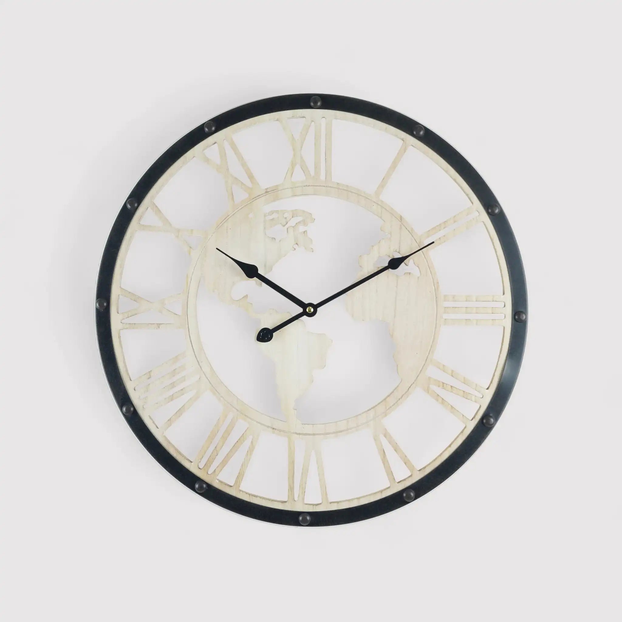 Erides - Orologio con numeri romani e mappamondo intagliato