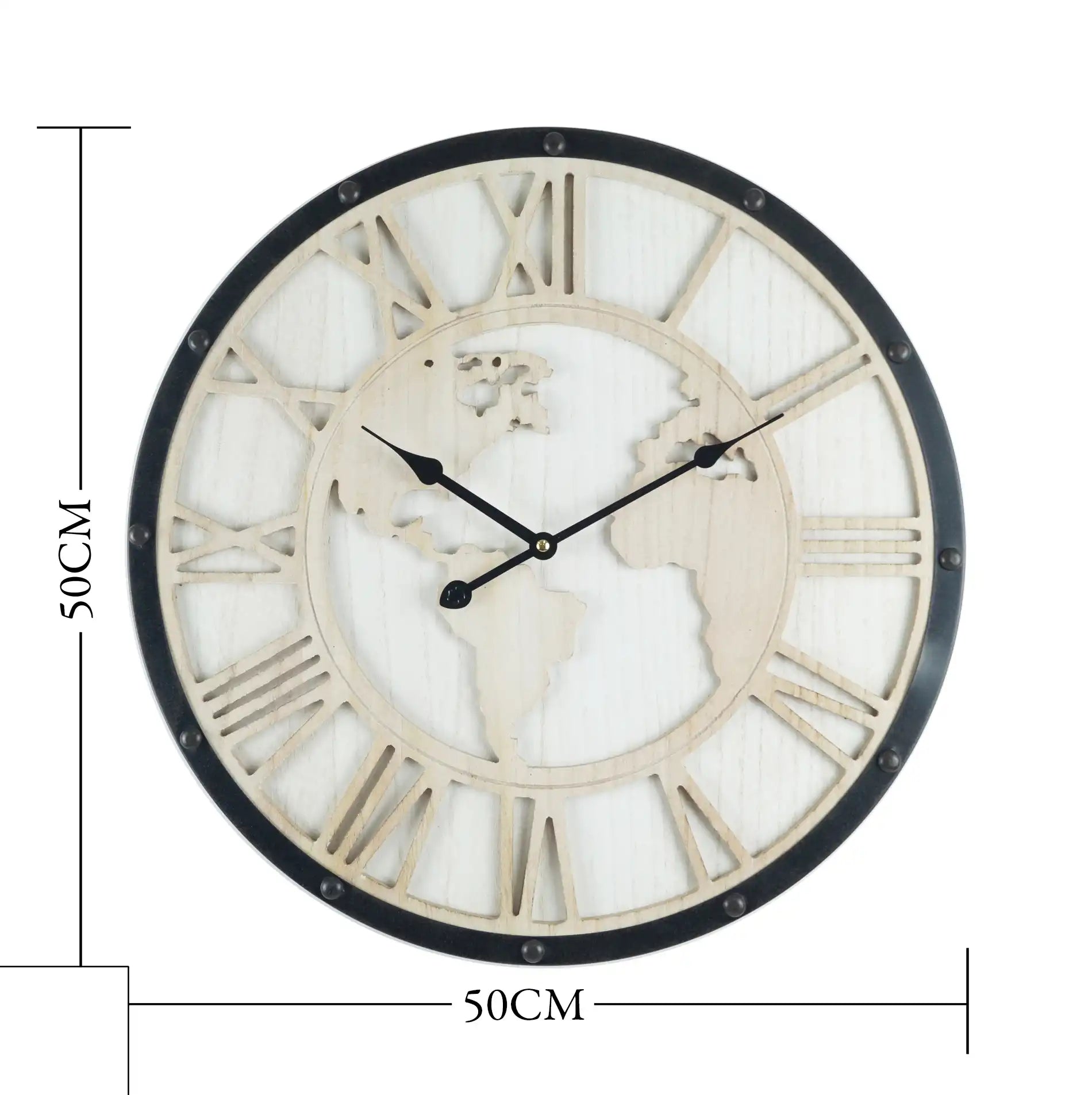 Erides - Orologio con numeri romani e mappamondo intagliato