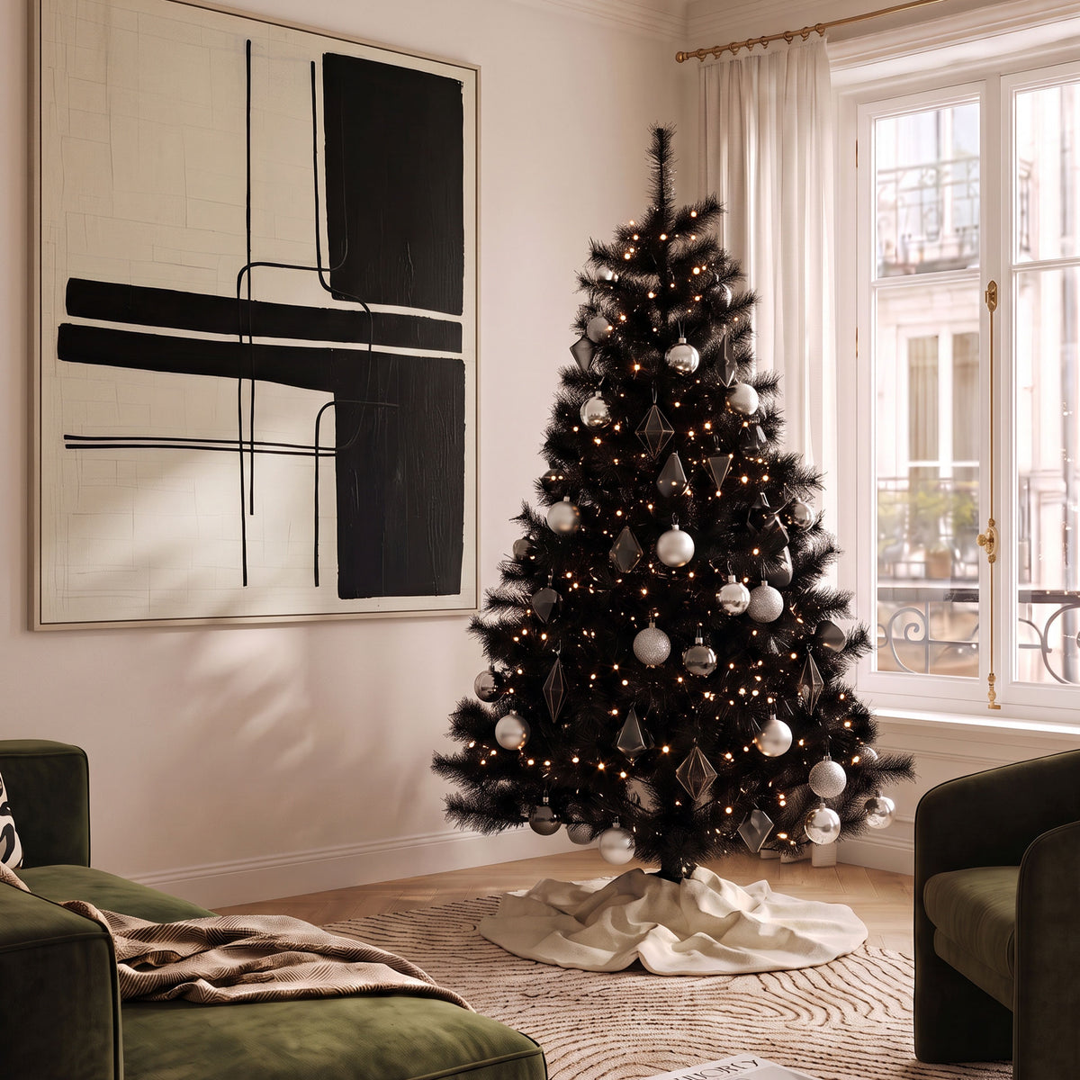 Sapin de Noël noir artificiel à décorer