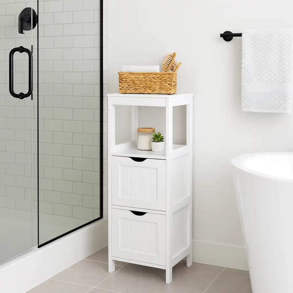 Selaginella - Mobiletto per lavanderia con 2 cassetti e un ripiano