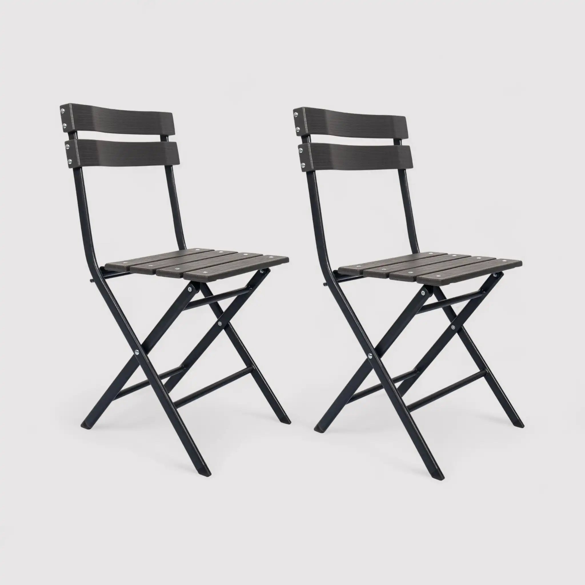 Opuntia - Set di 2 sedie da esterno pieghevoli grigio scuro
