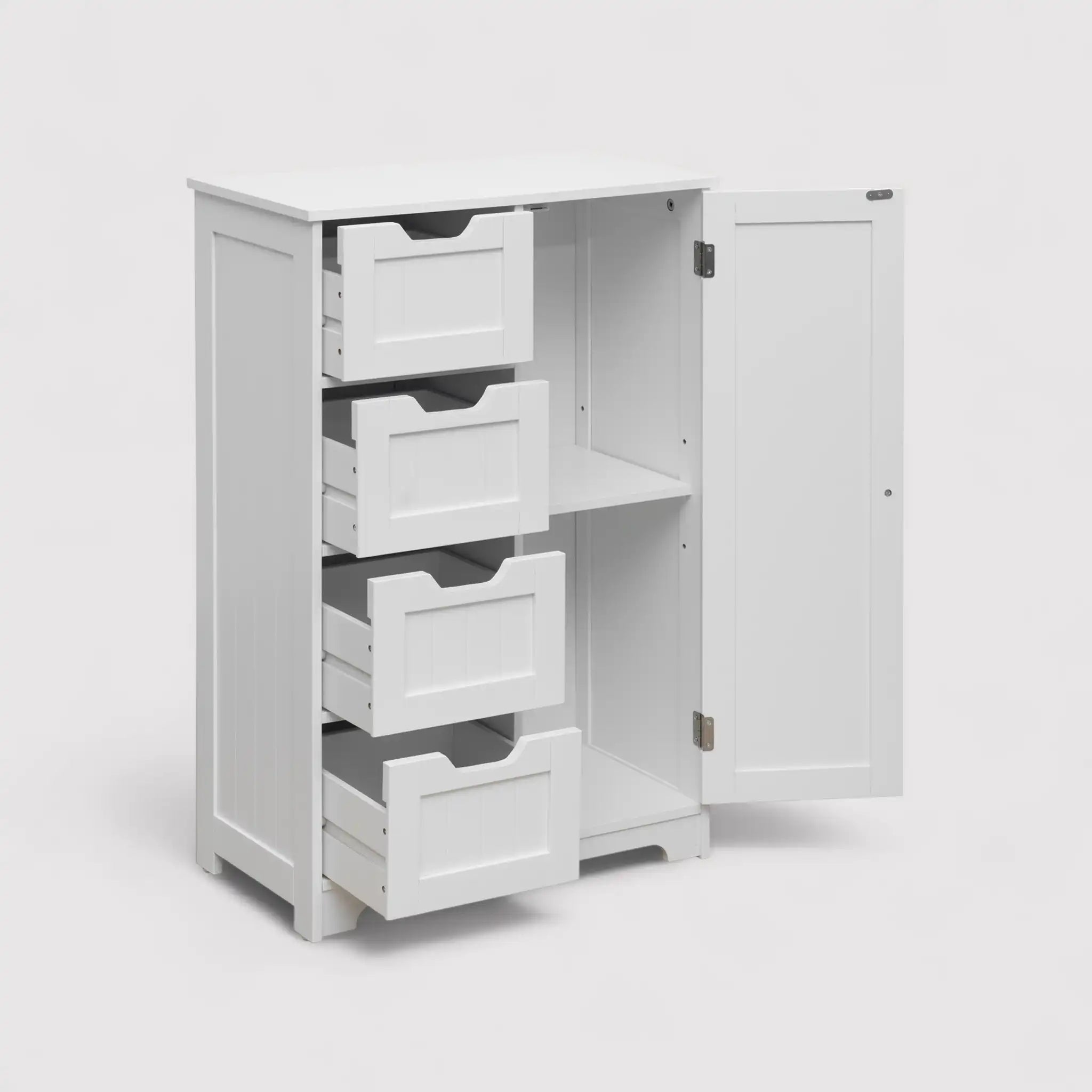 Hoya - Armadietto multiuso bianco con 1 anta e 4 cassetti