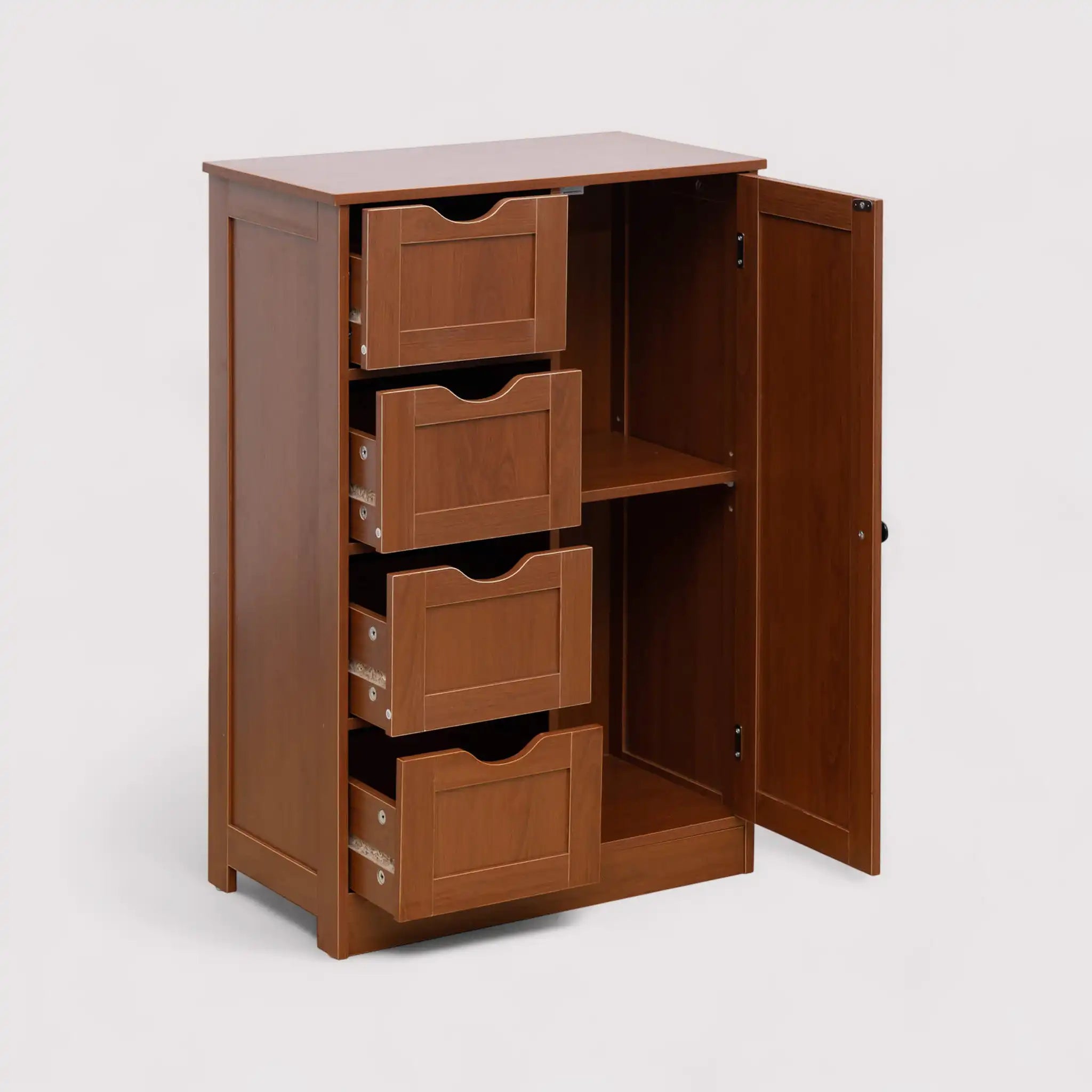 Namar - Armadietto autoportante marrone con 1 anta e 4 cassetti