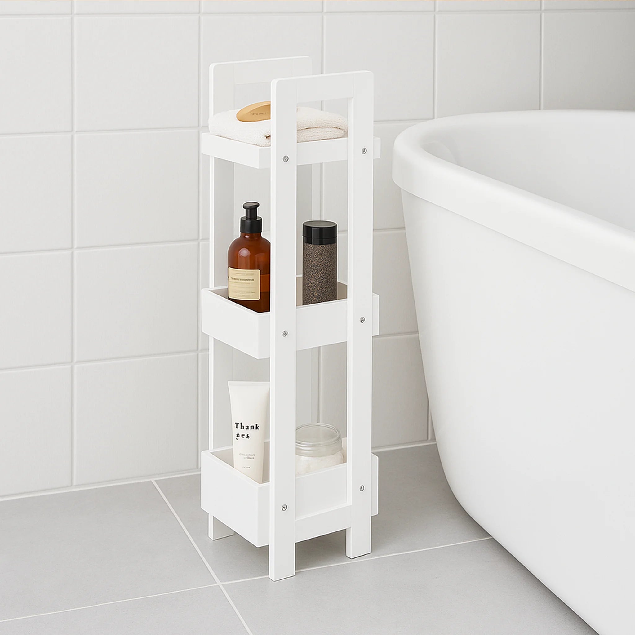 Bignonia - Piccolo scaffale bianco multiuso con 3 ripiani