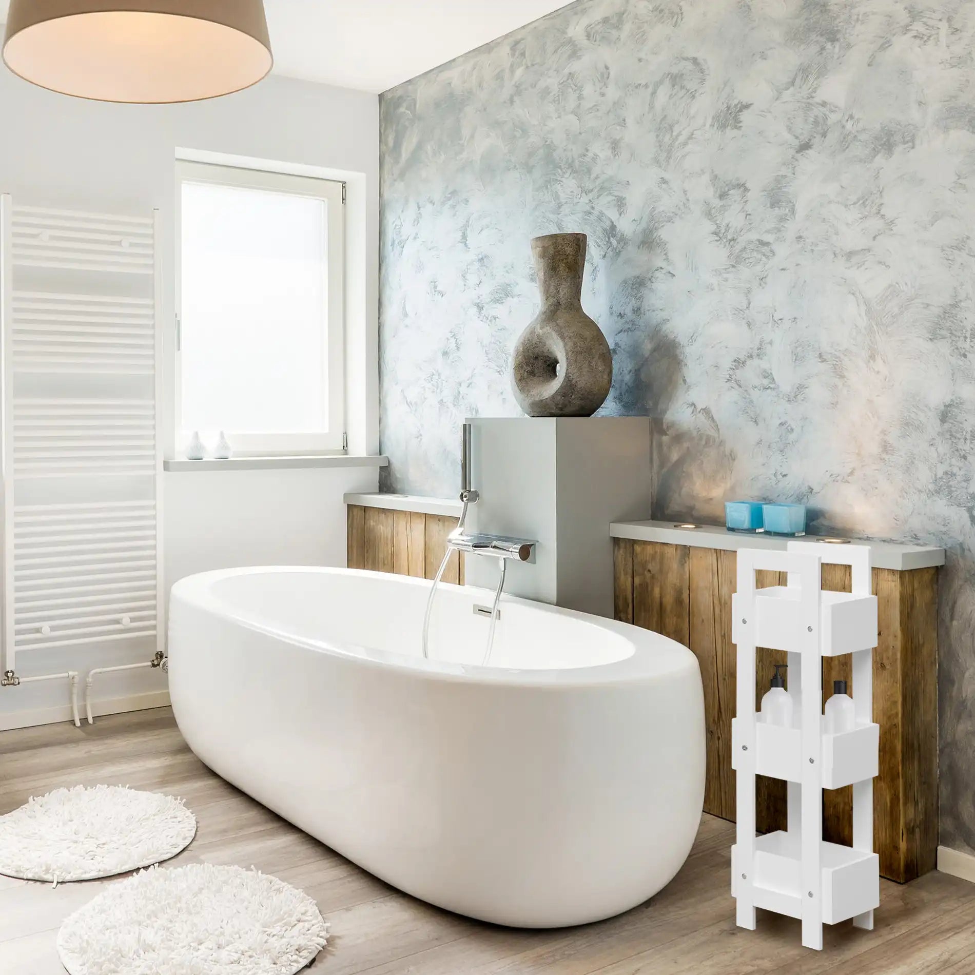 Papalot - Scaffale da terra alto e stretto per bagno o cucina