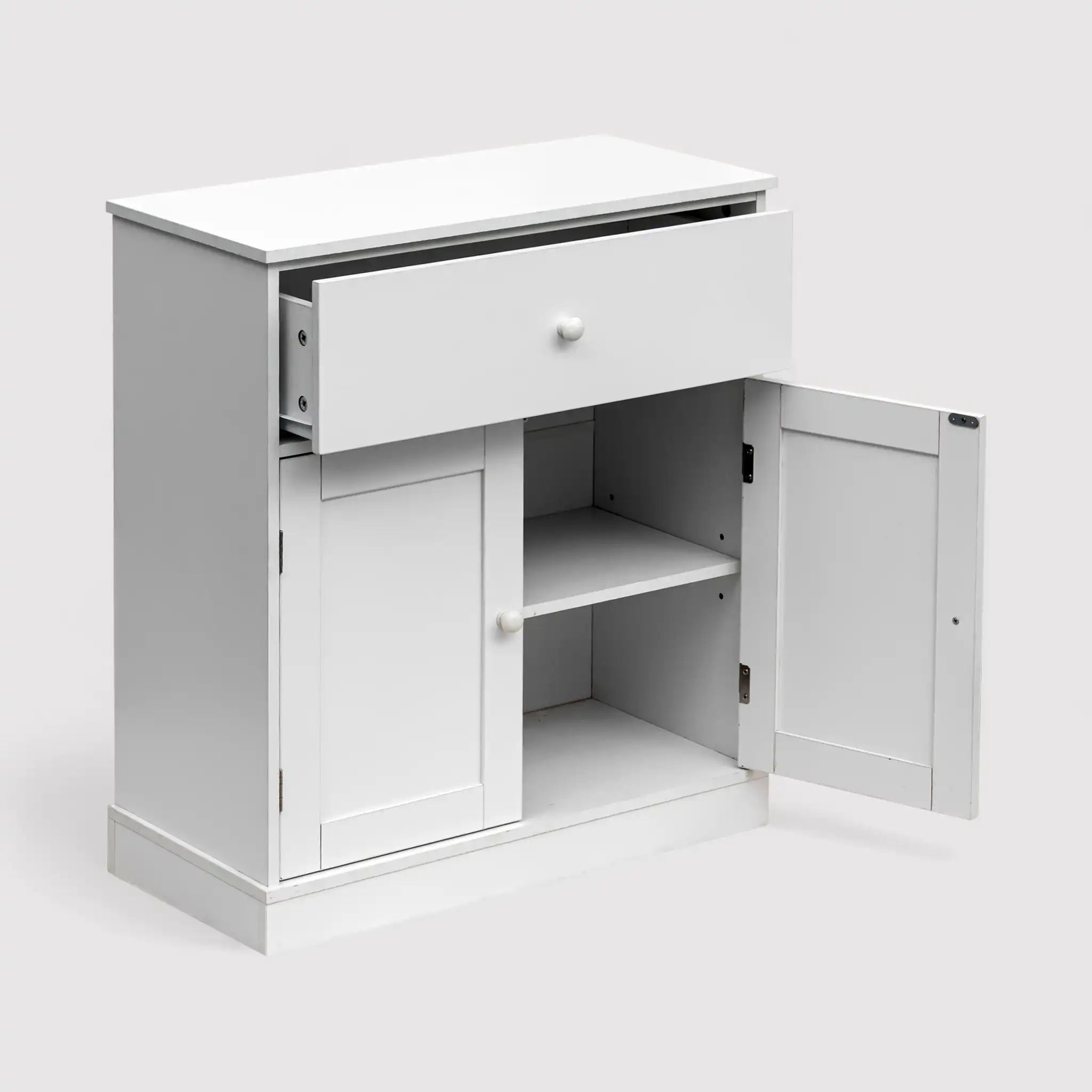 Vasaka - Armadietto bianco con 2 ante e un cassetto