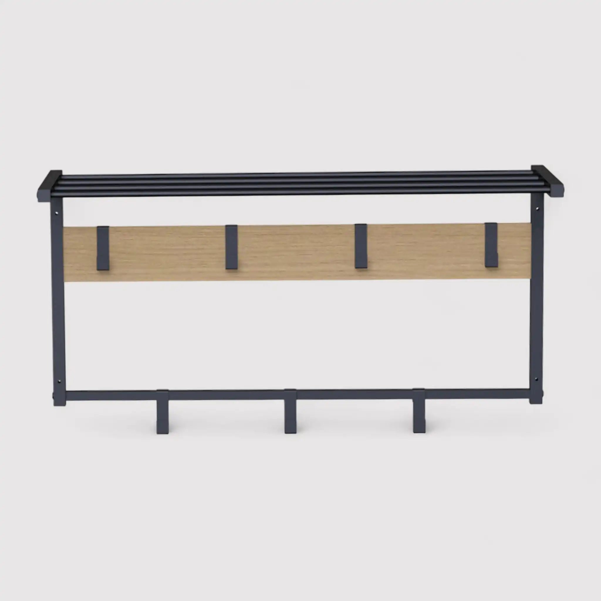 Porte-manteau mural avec 7 crochets et une étagère