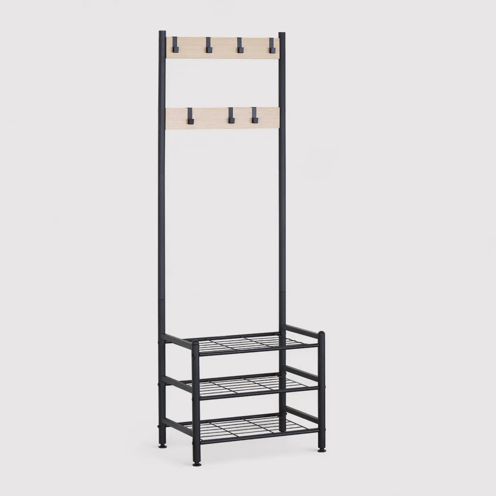 Sanseveria - Appendiabiti in metallo con 3 ripiani portascarpe