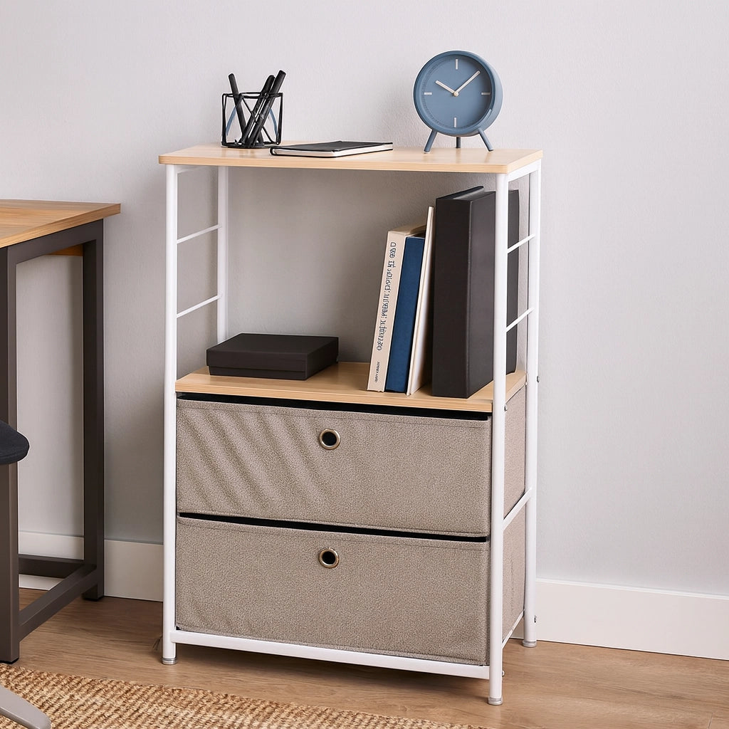 Hatiora - Mobile portaoggetti con 2 cassetti pieghevoli