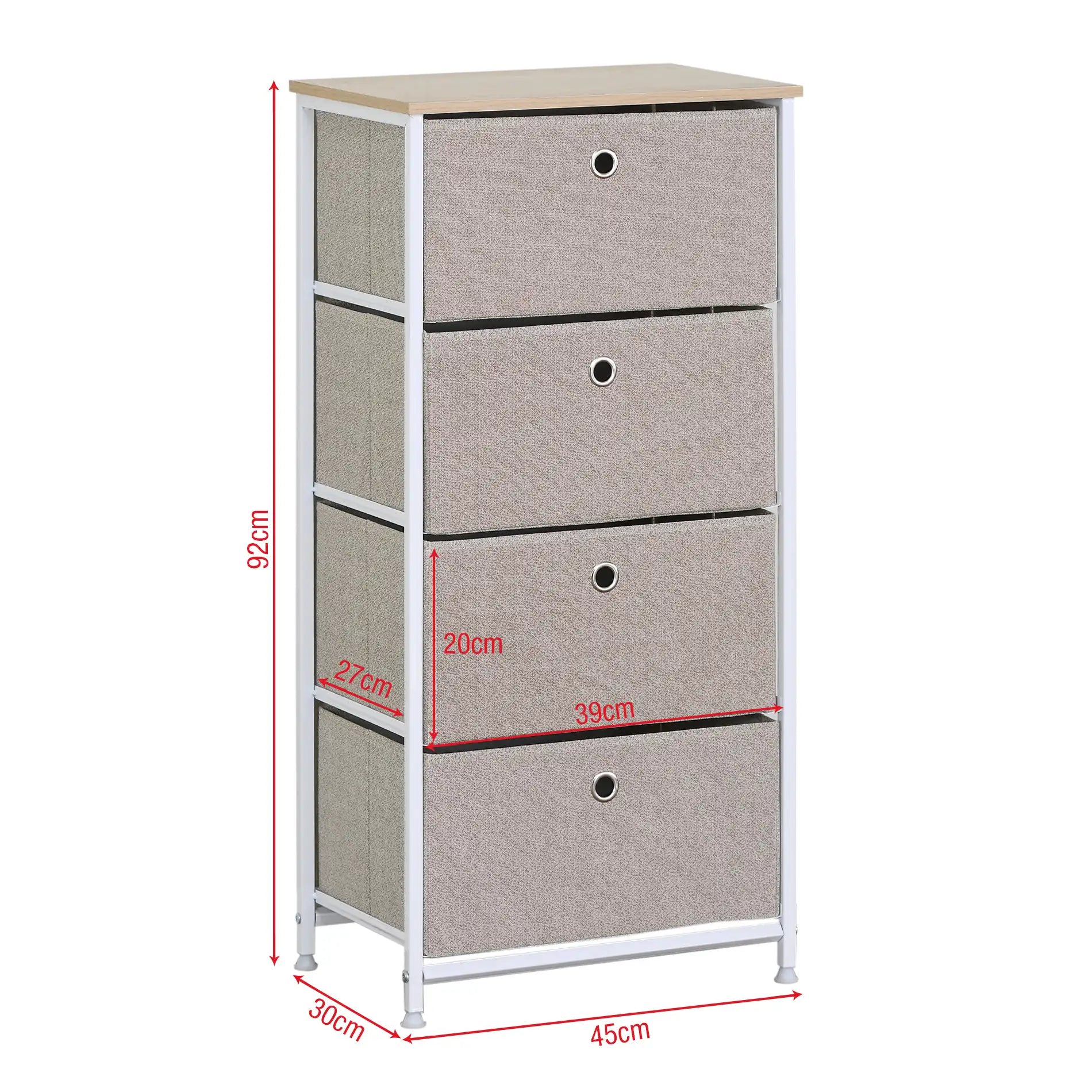 Makoi - Cassettiera multiuso con 4 cassetti pieghevoli