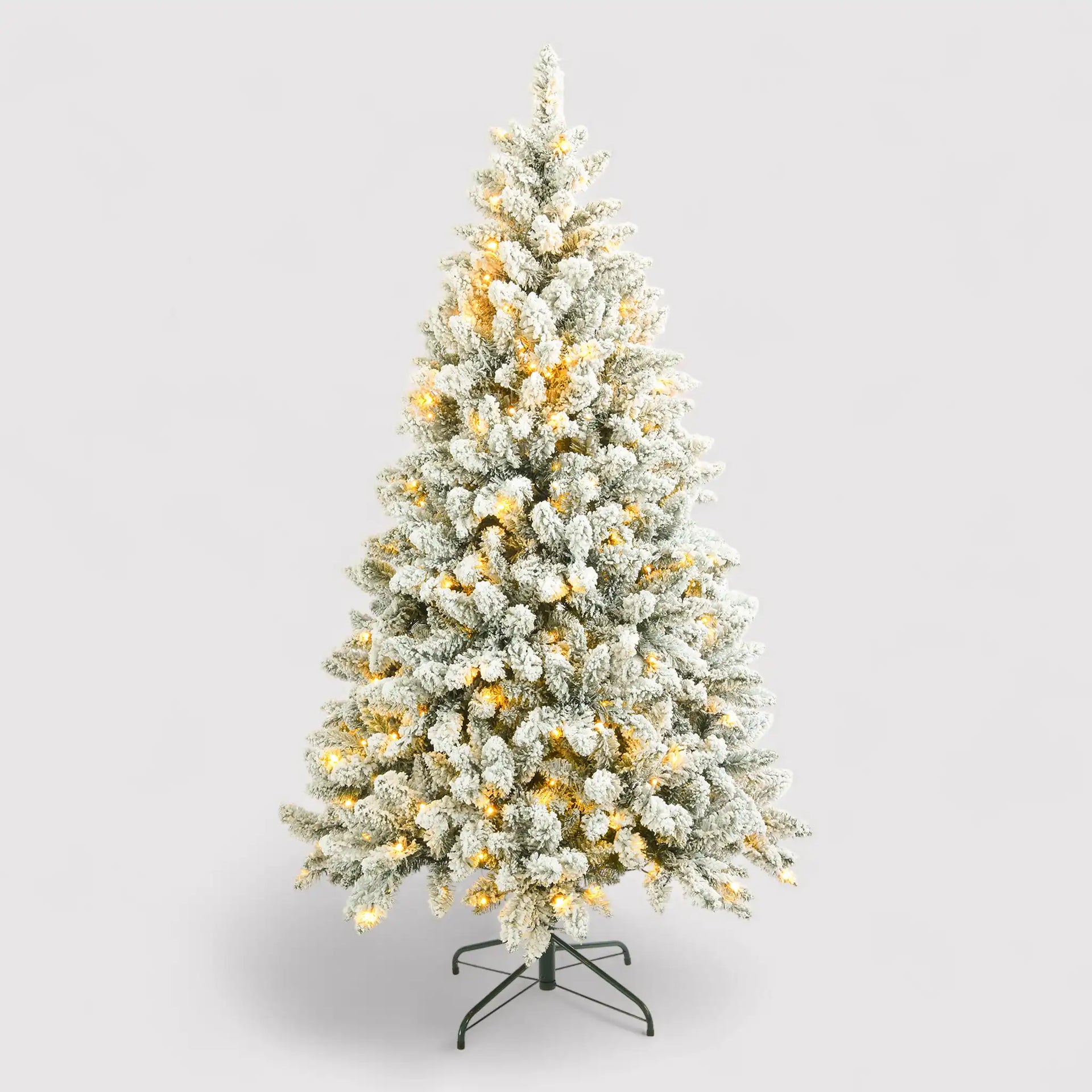 Sapin De Noël Artificiel Neigeux 210 Cm - 320 LEDs Intégrées - 8 Modes Lumineux - Montage Facile Et Pliable