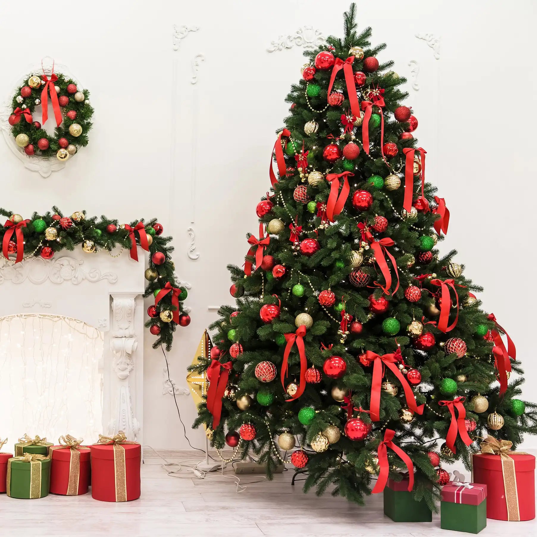 Yakut - Albero di Natale finto verde con base in metallo H 180 cm