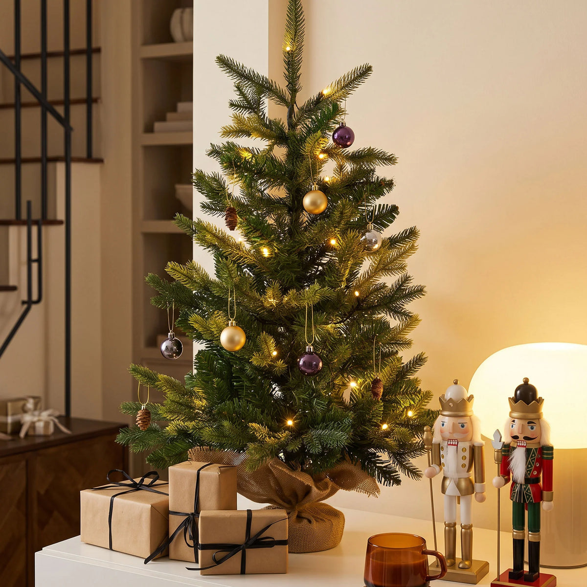 Agat - Sapin de Noël de table ou de sol avec lumières LED H 60 cm