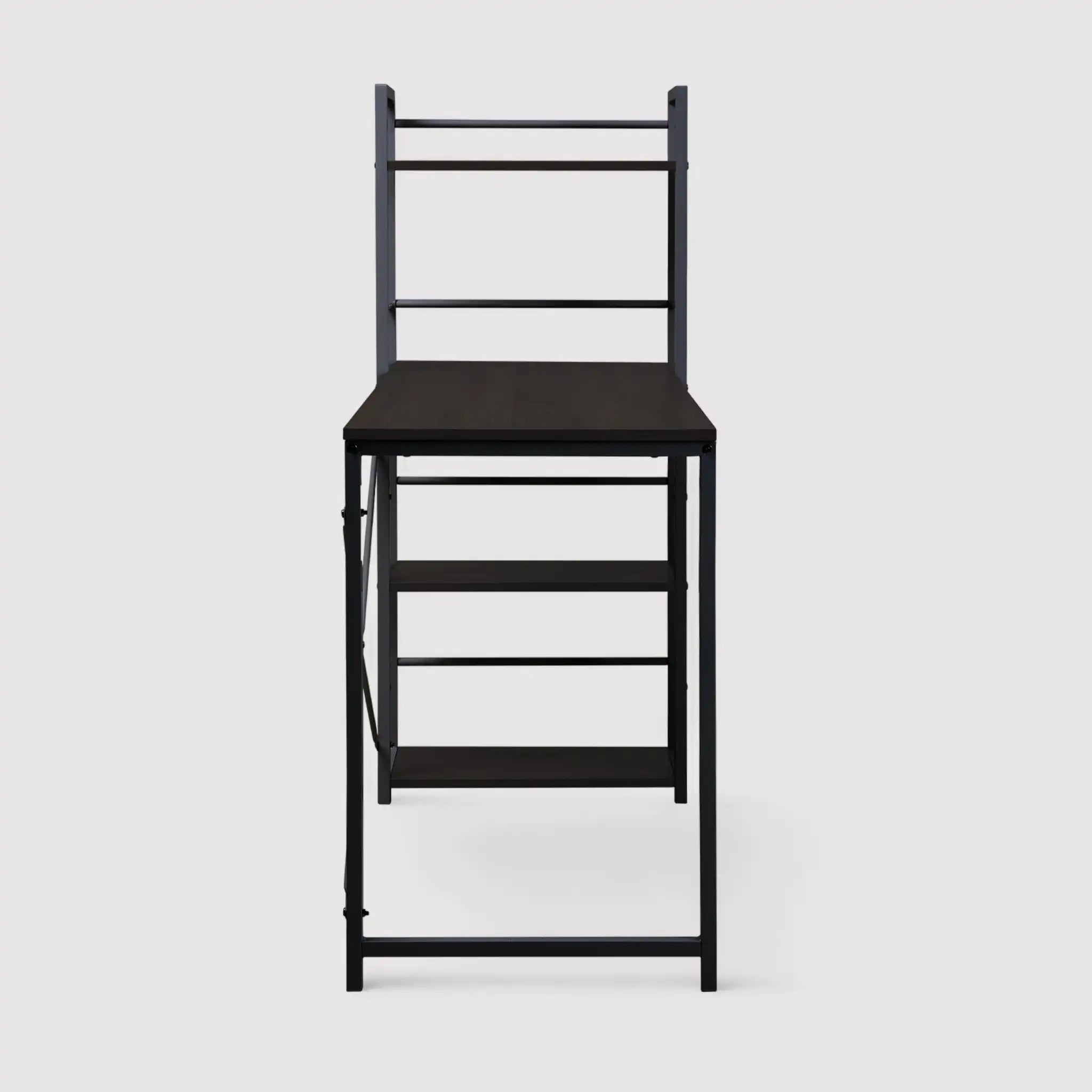 Cambria - Scrivania con scaffale laterale in acciaio nera