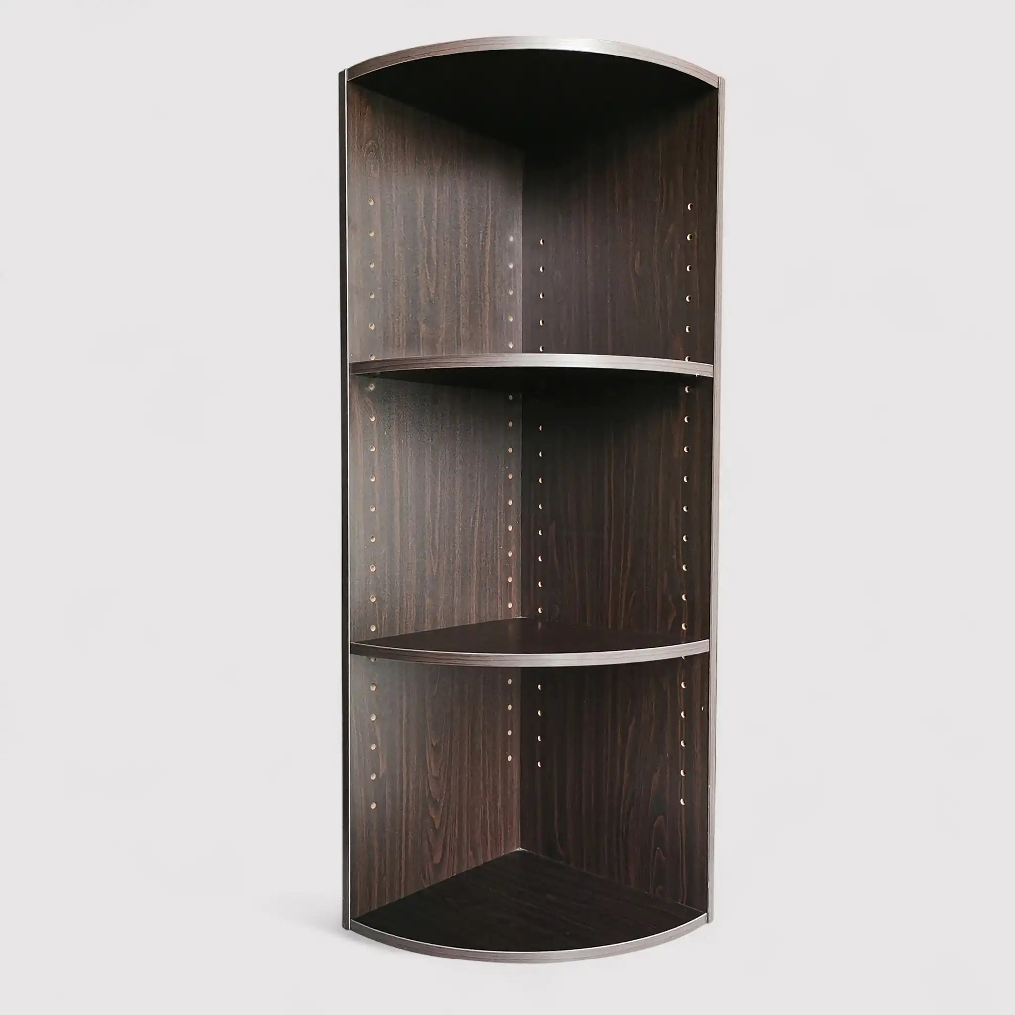 Garrya - Libreria angolare da terra marrone wenge con 3 ripiani