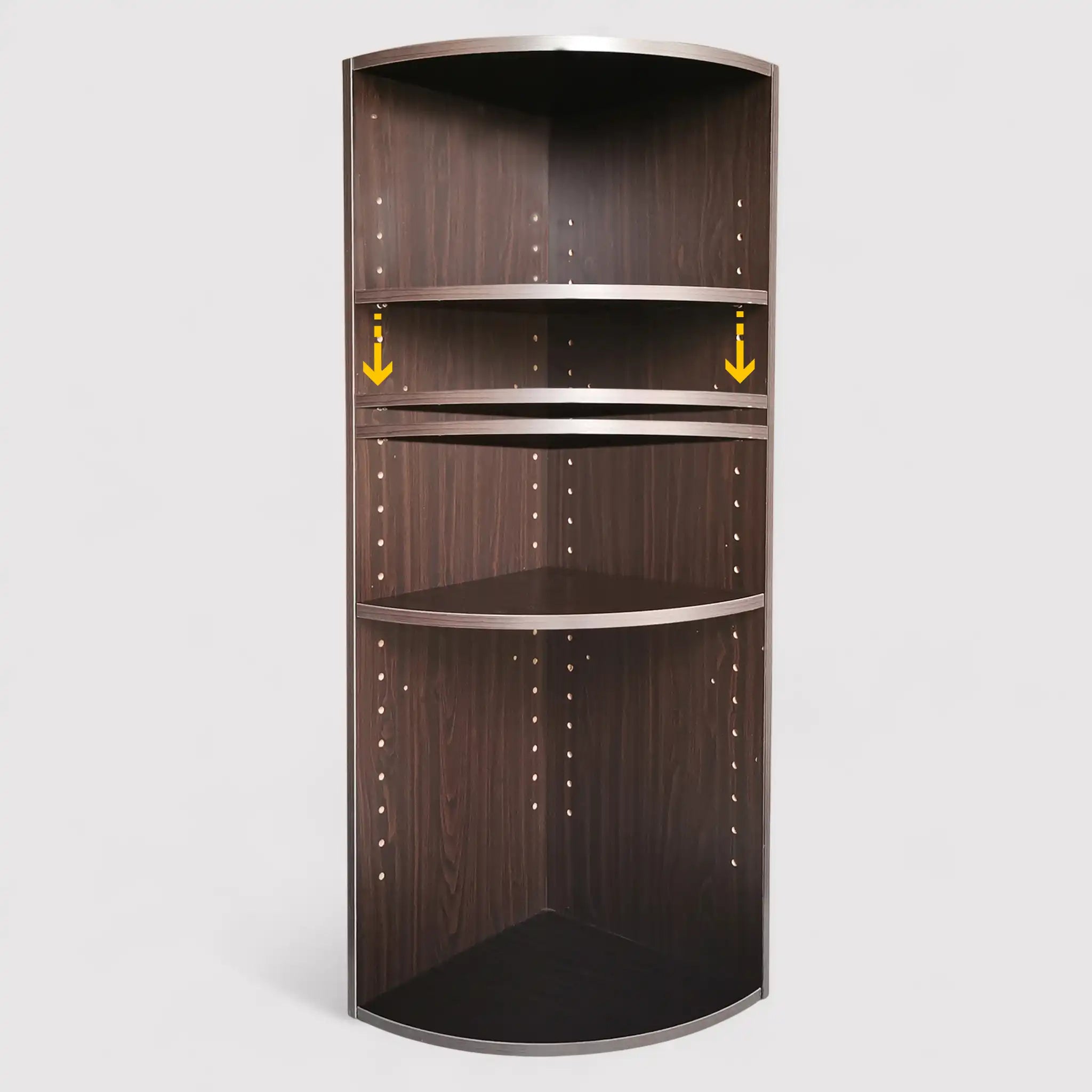 Garrya - Libreria angolare da terra marrone wenge con 3 ripiani