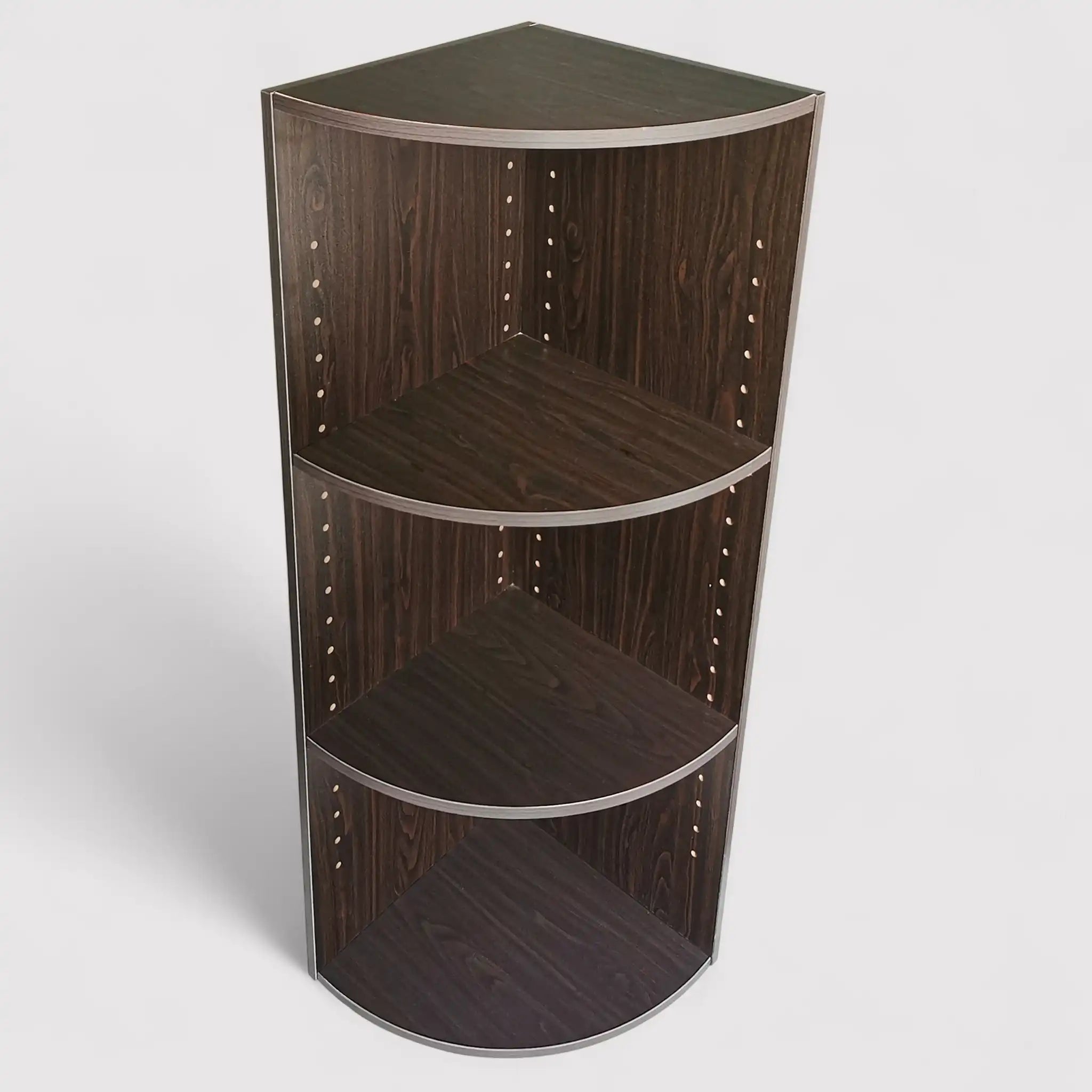 Garrya - Libreria angolare da terra marrone wenge con 3 ripiani