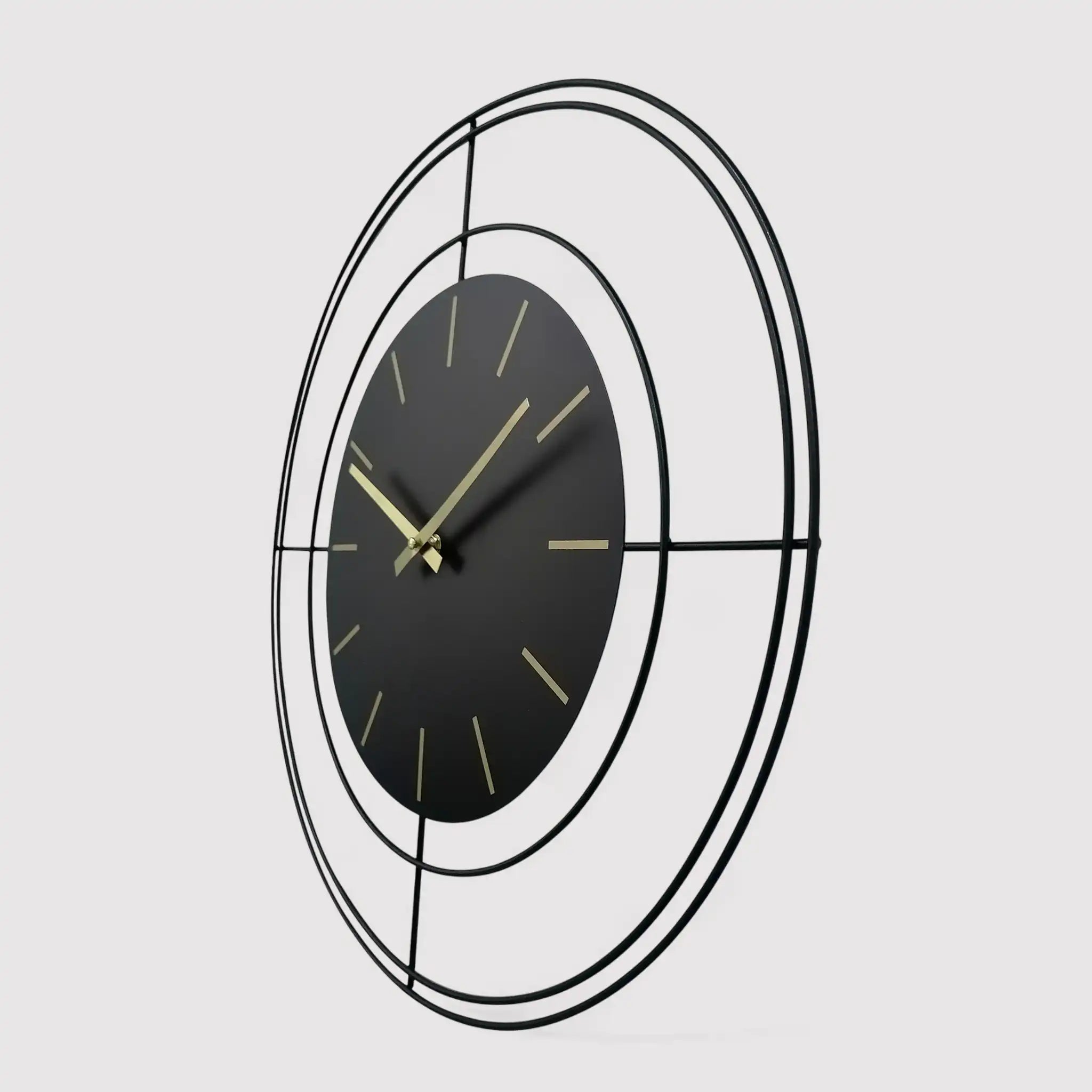 Black and yellow wall clock in a modern style