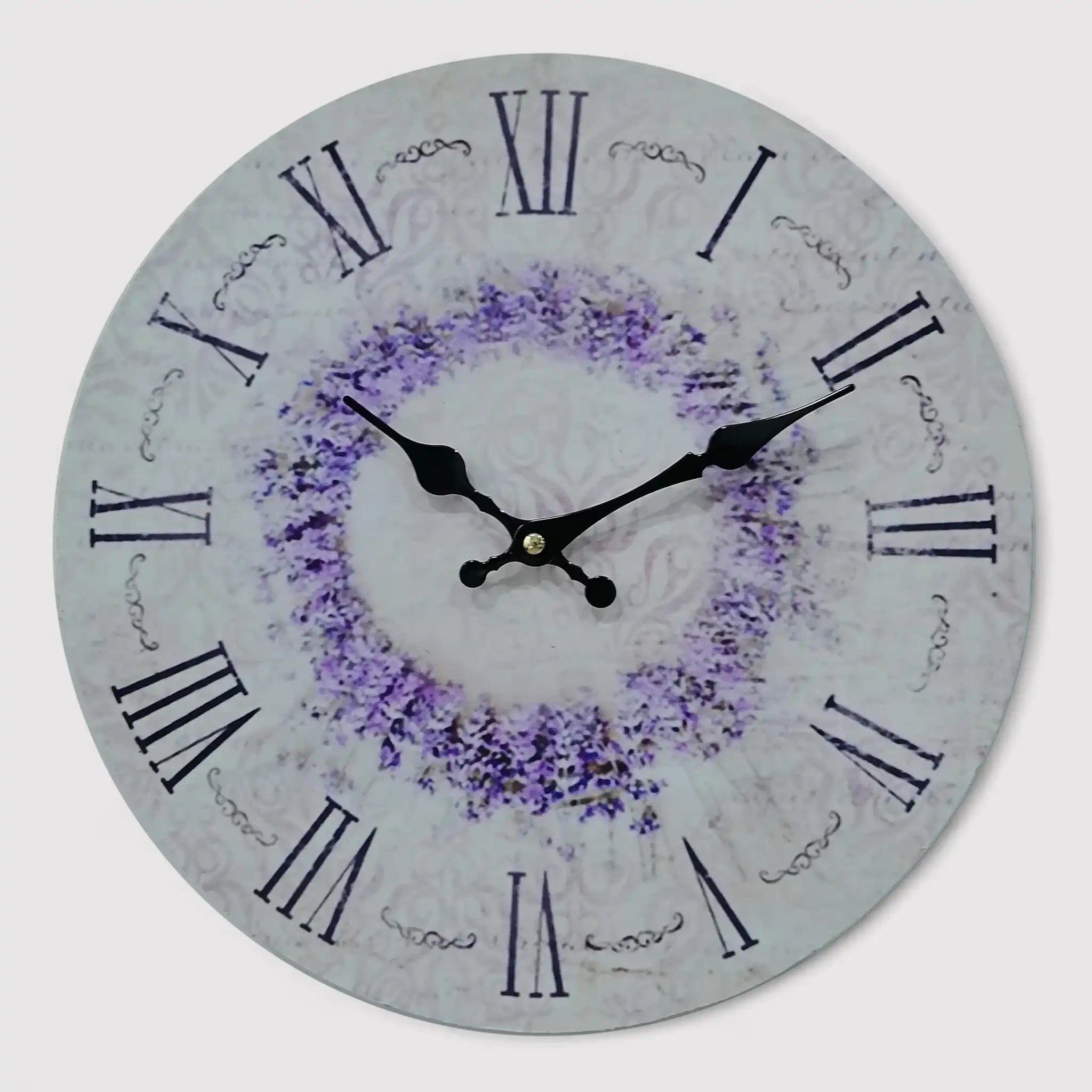 Girardina - Orologio da parete con motivo floreale viola