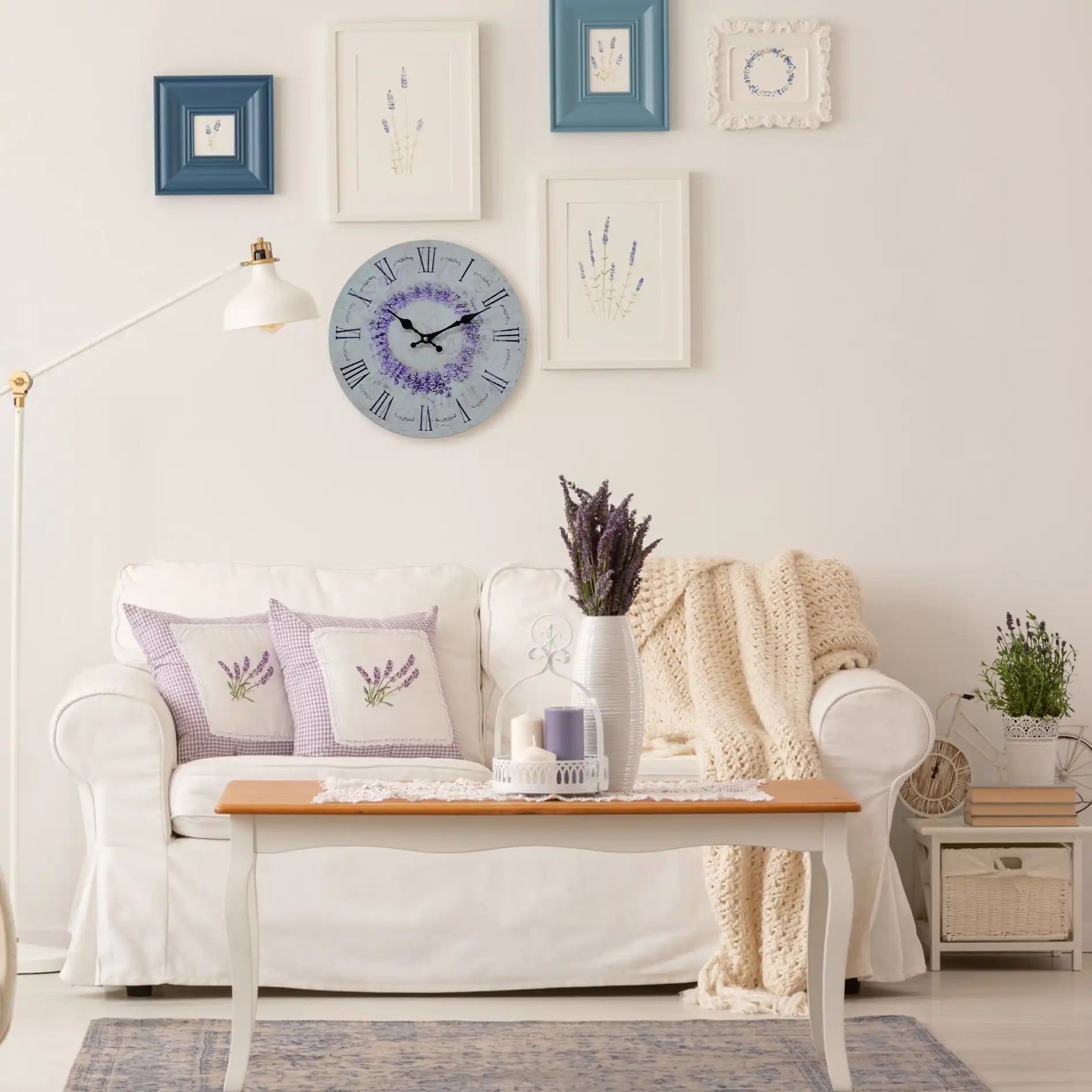 Girardina - Orologio da parete con motivo floreale viola