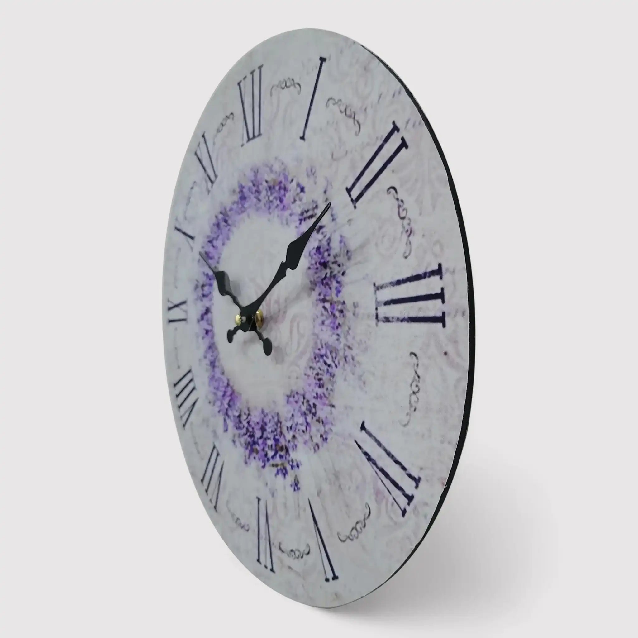 Girardina - Orologio da parete con motivo floreale viola