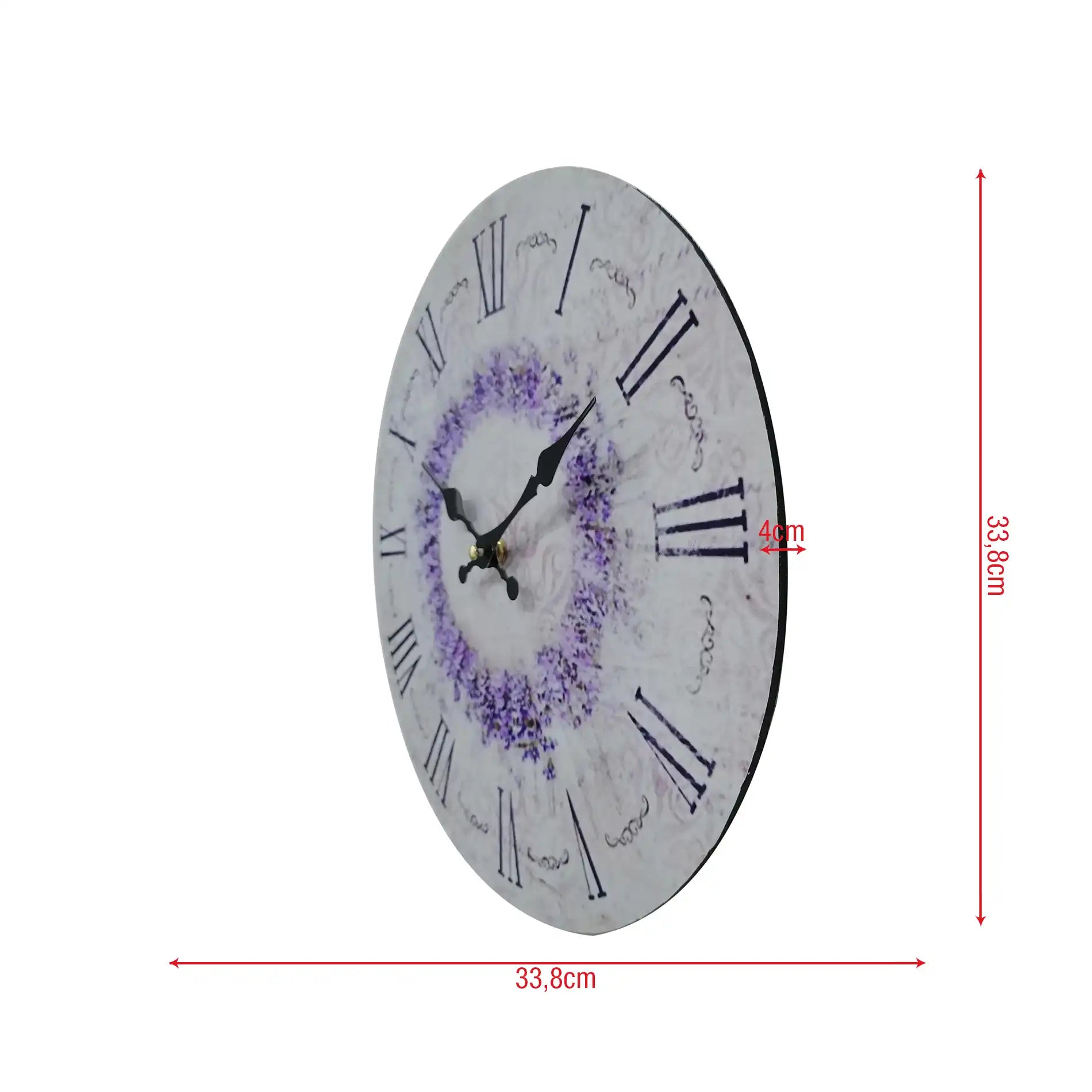 Girardina - Orologio da parete con motivo floreale viola