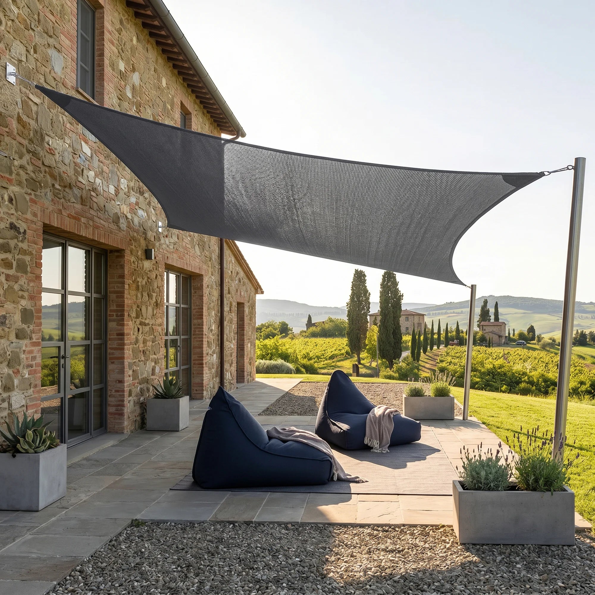 Cobea - Tenda da sole quadrata 3x3 mt grigia per giardino
