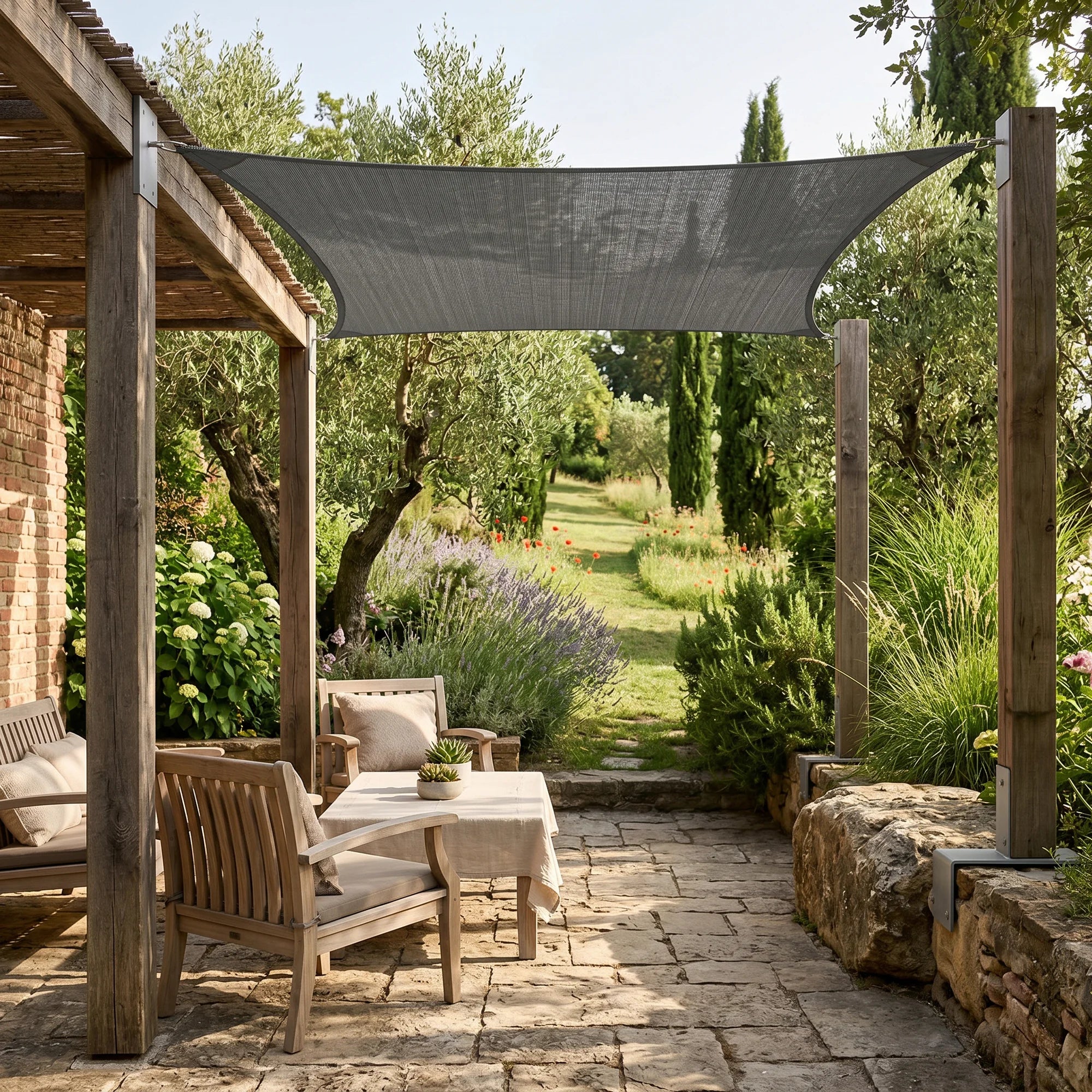 Pongamia - Tenda a vela quadrata 5x5 mt grigia per casa o bar