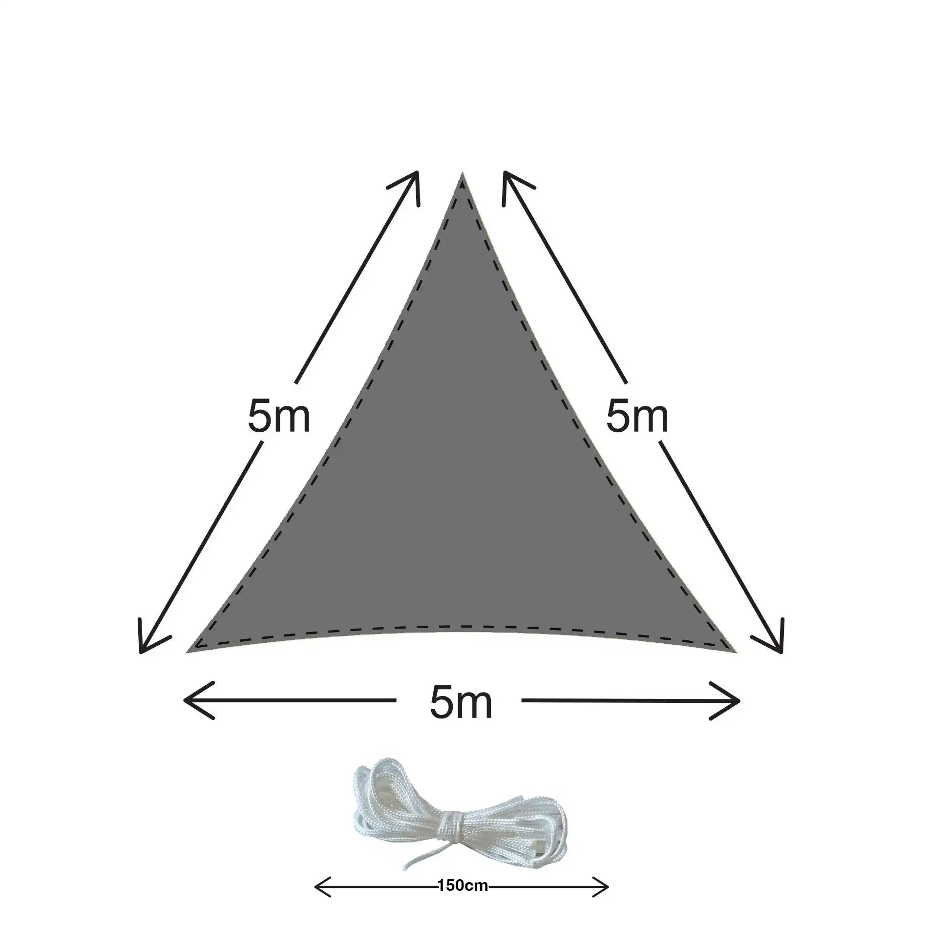 Zaytun - Vela ombreggiante triangolare grigia 5x5x5 mt