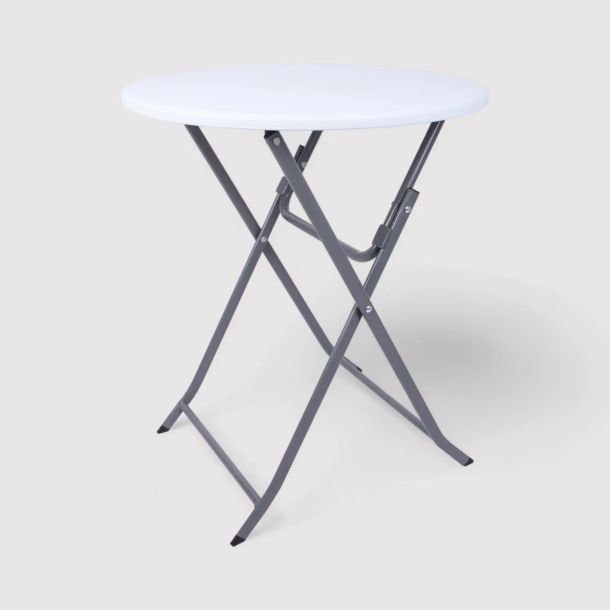 Taiuva - Tavolino pieghevole bianco e grigio per casa o camping