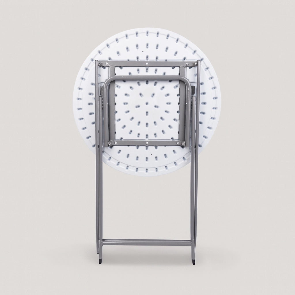 Taiuva - Tavolino pieghevole bianco e grigio per casa o camping