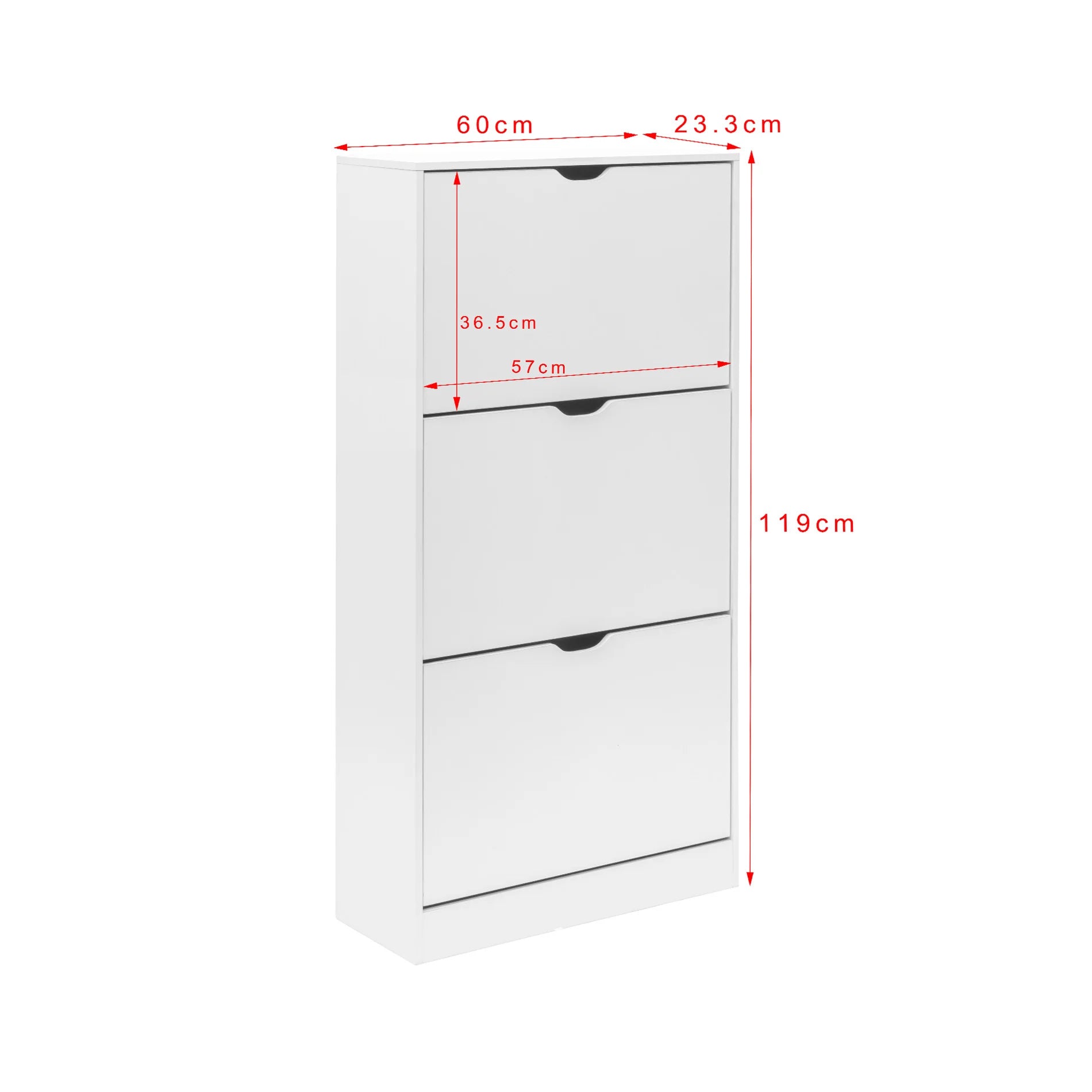Carmona - Mobile scarpiera bianco con 3 ante a ribalta
