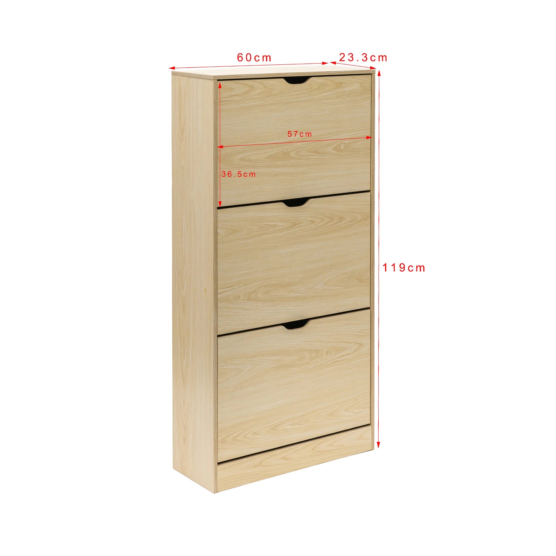 Mamey - Scarpiera da ingresso marrone chiaro con 3 ante