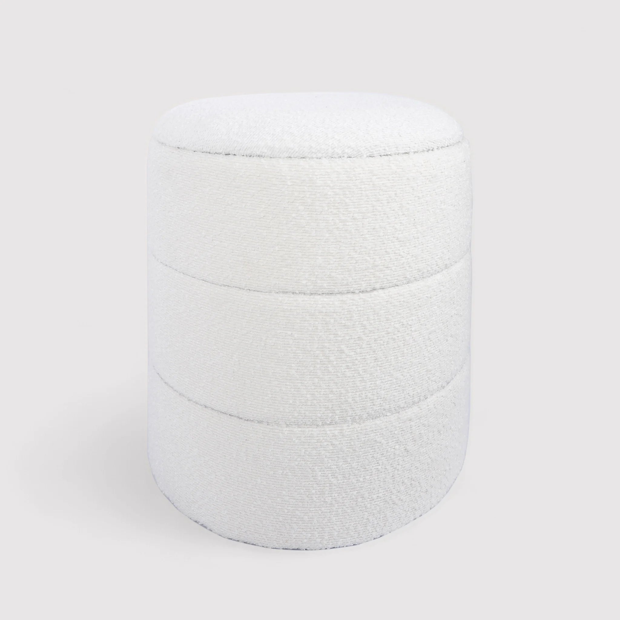 Enula - Pouf bianco rotondo con contenitore