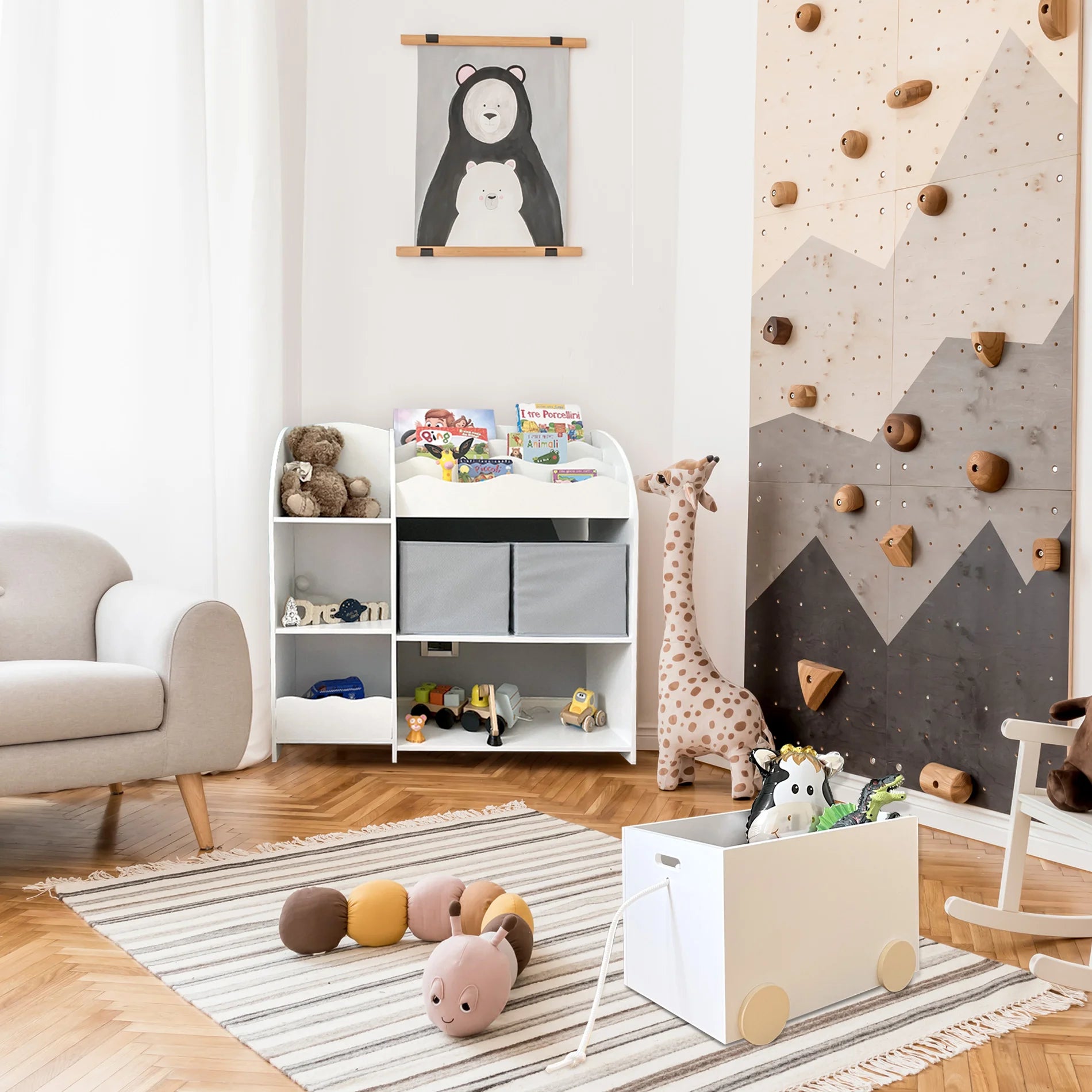 Serenoa - Mobiletto porta giochi bianco per cameretta