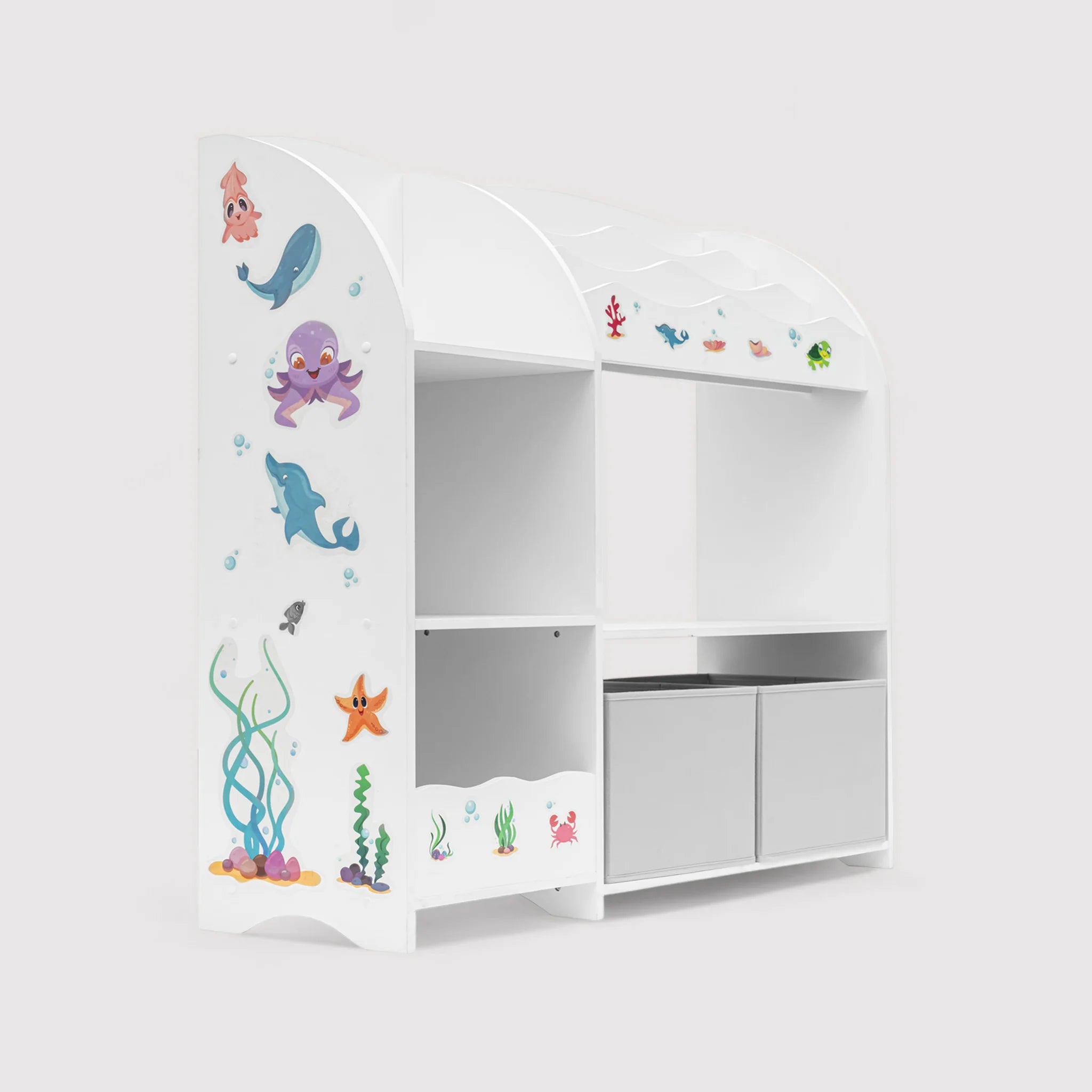 Serenoa - Mobiletto porta giochi bianco per cameretta