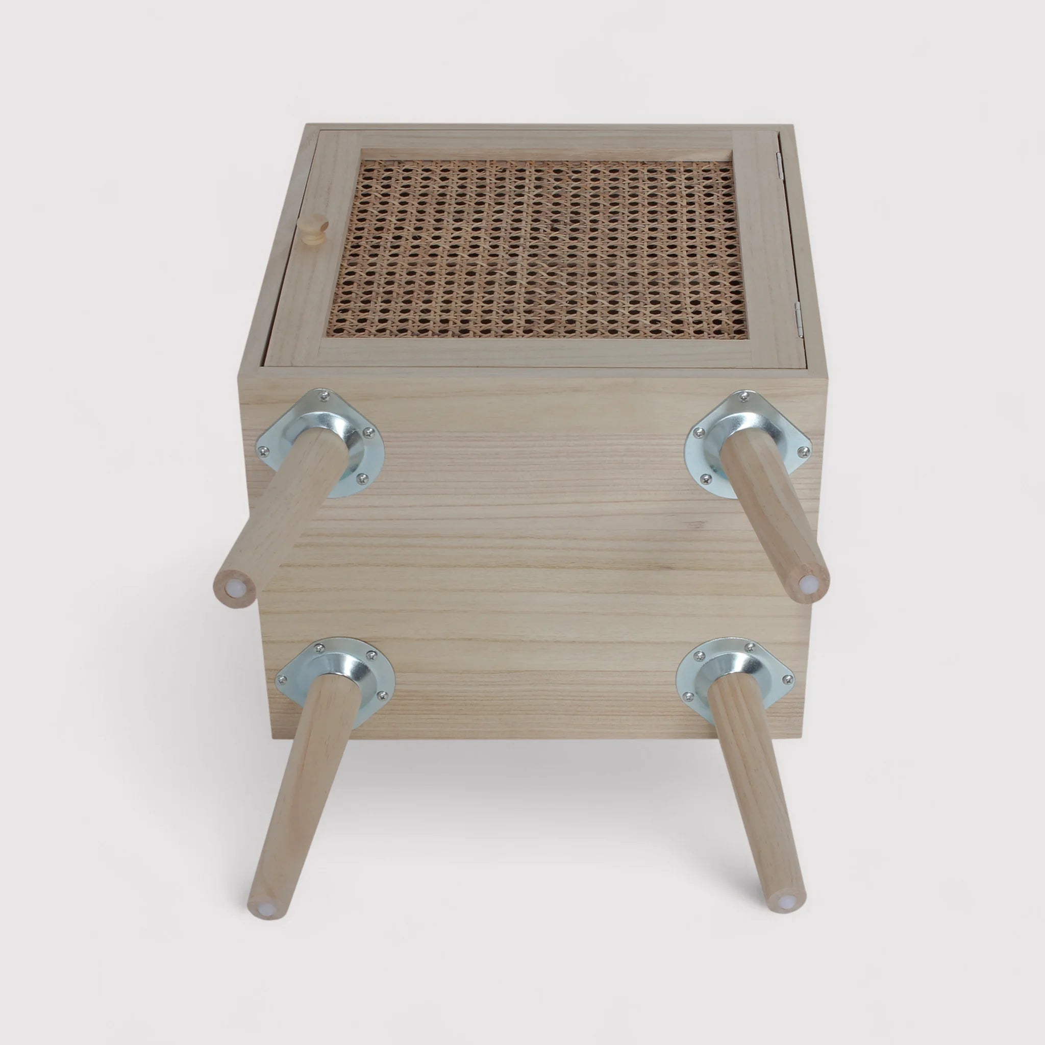 Jujube - Comodino quadrato in legno naturale con 1 anta