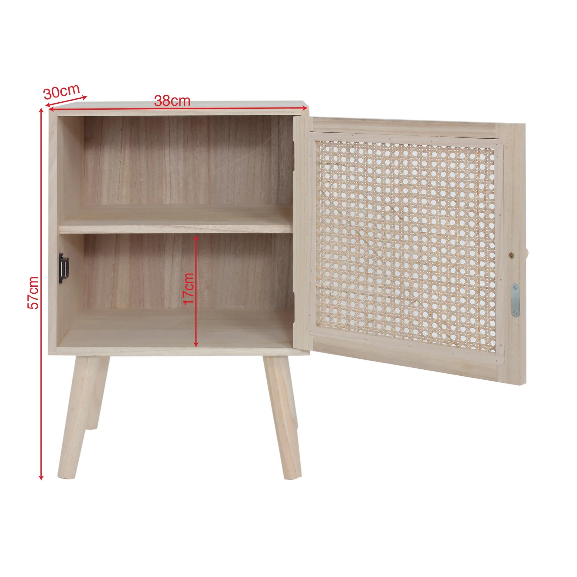 Jujube - Comodino quadrato in legno naturale con 1 anta