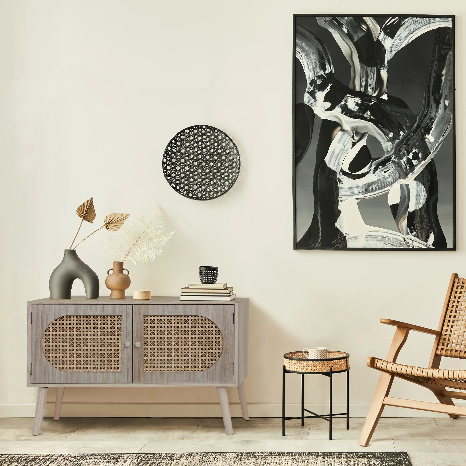 Moraea - Credenza da ingresso in stile boho chic con 2 ante