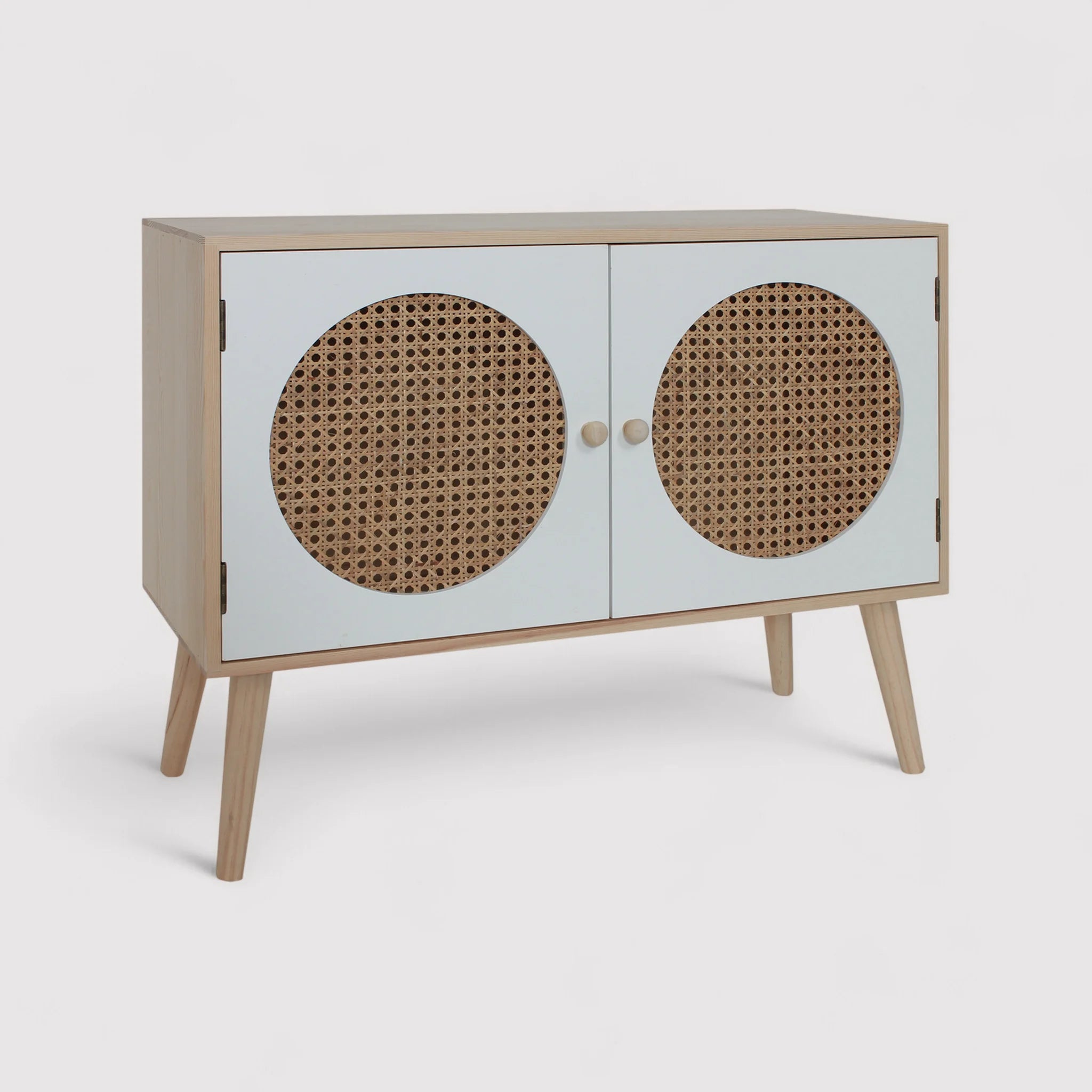 Sakura - Credenza bassa multiuso in legno naturale con 2 ante
